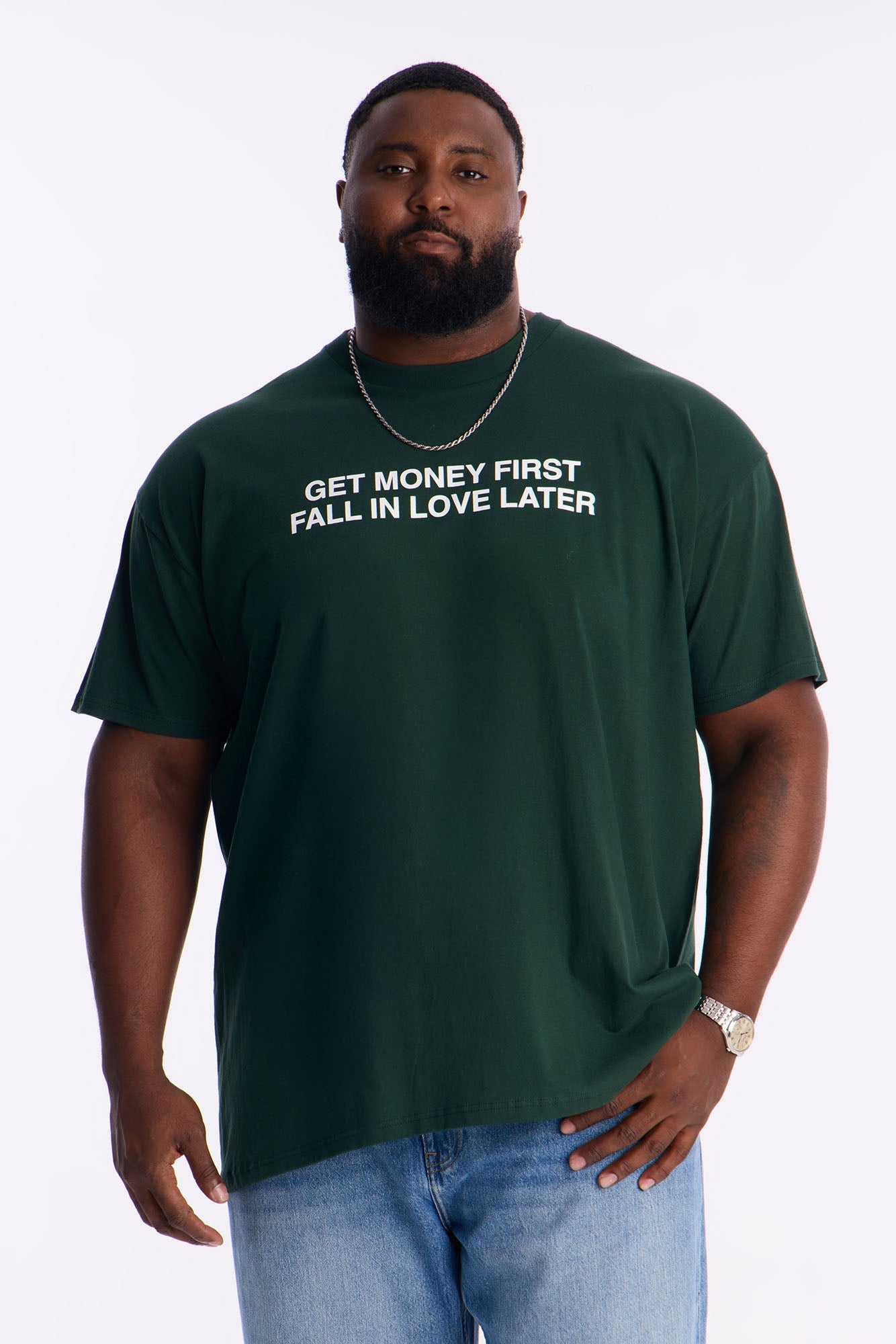 Get Money First Love Later Short Sleeve Tee - Green