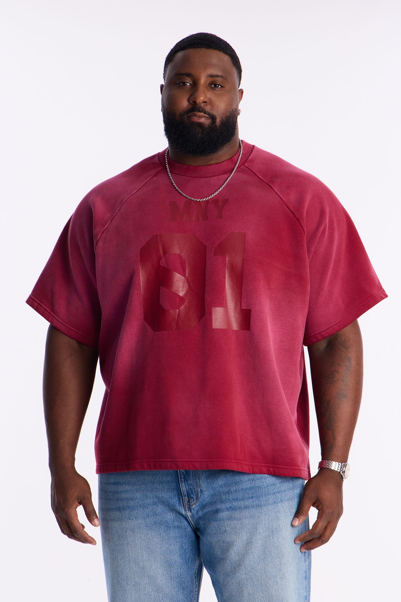 Money Short Sleeve Raglan Sweatshirt - Burgundy