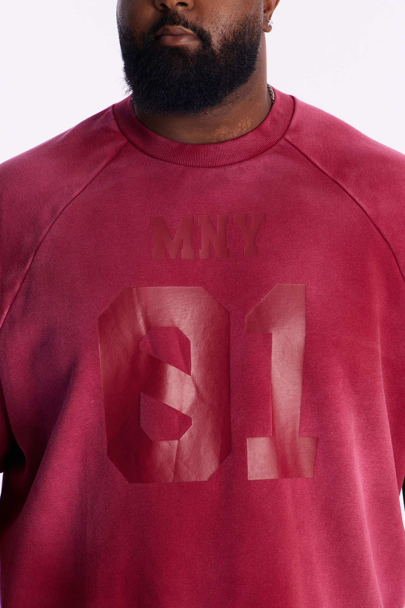 Money Short Sleeve Raglan Sweatshirt - Burgundy