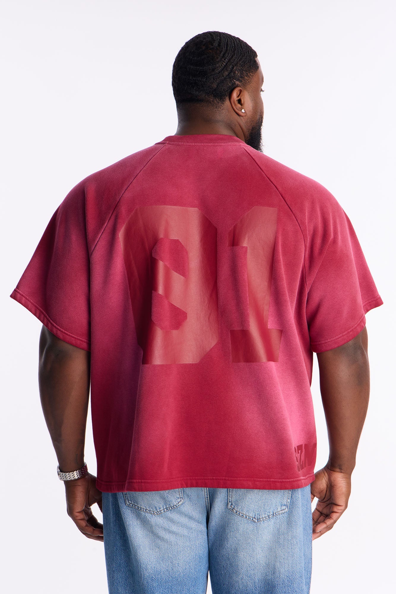 Money Short Sleeve Raglan Sweatshirt - Burgundy