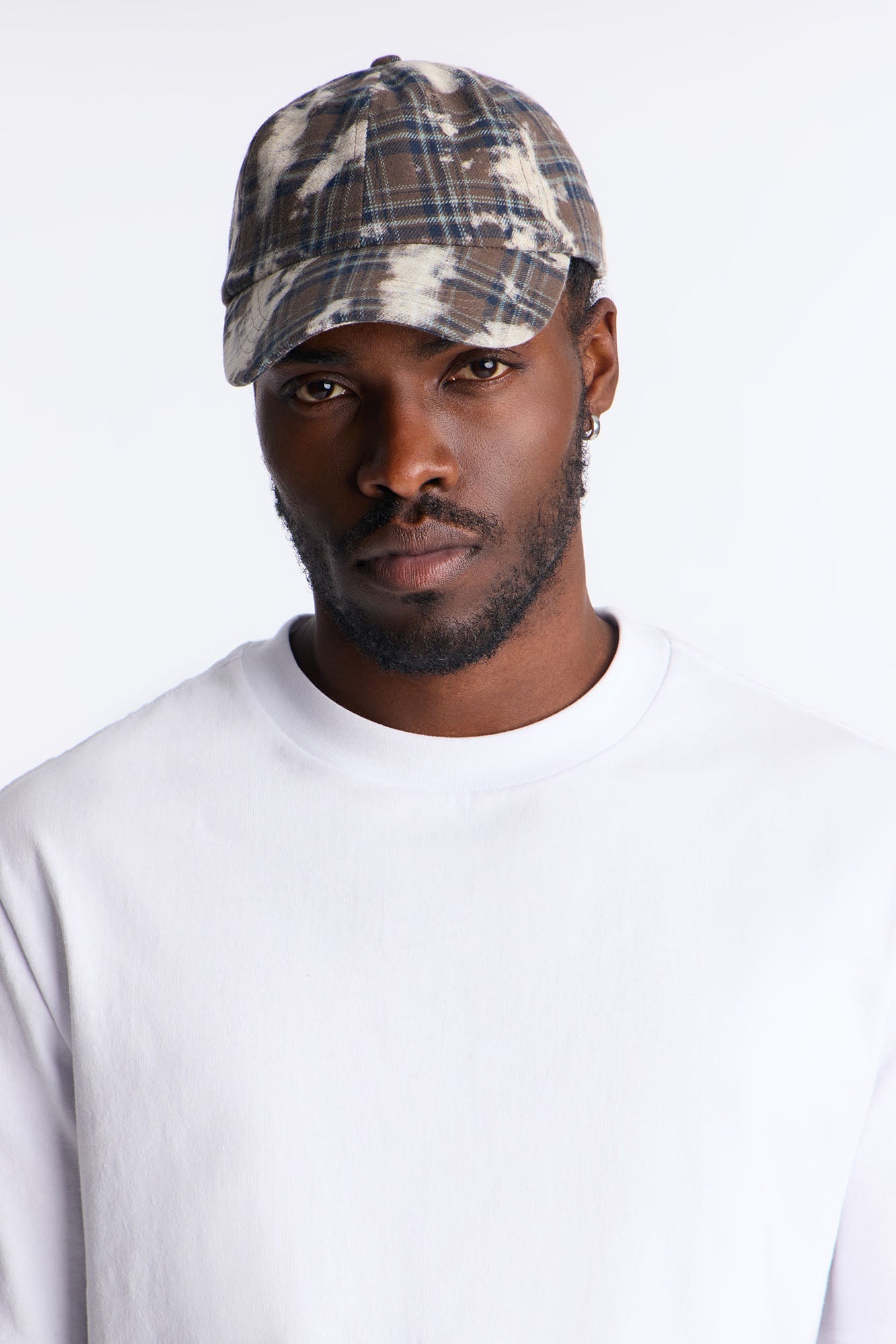 Bleached Flannel Baseball Hat - Brown/combo