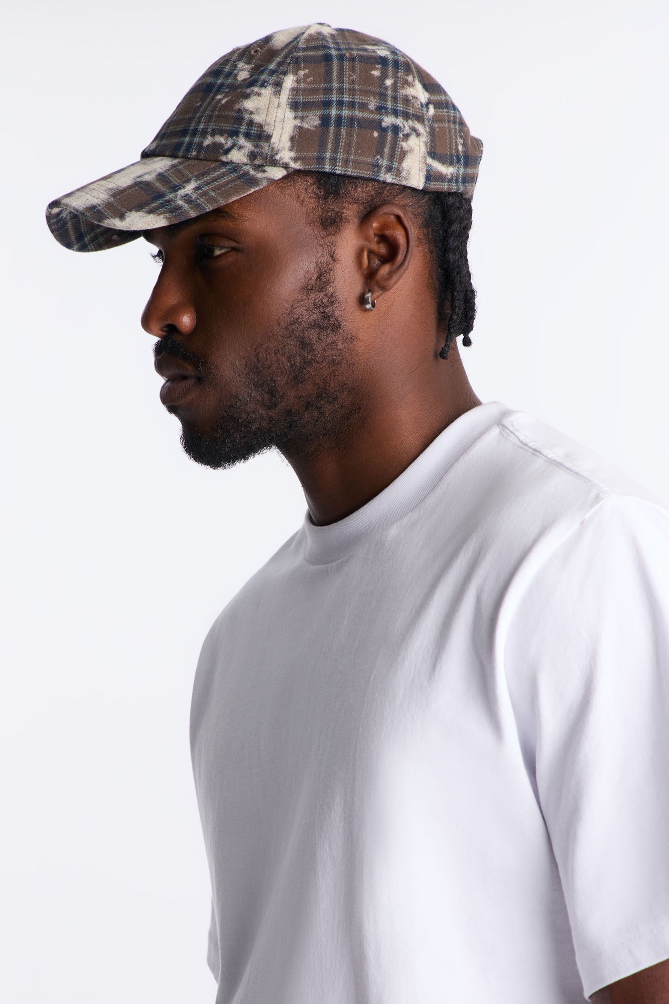 Bleached Flannel Baseball Hat - Brown/combo