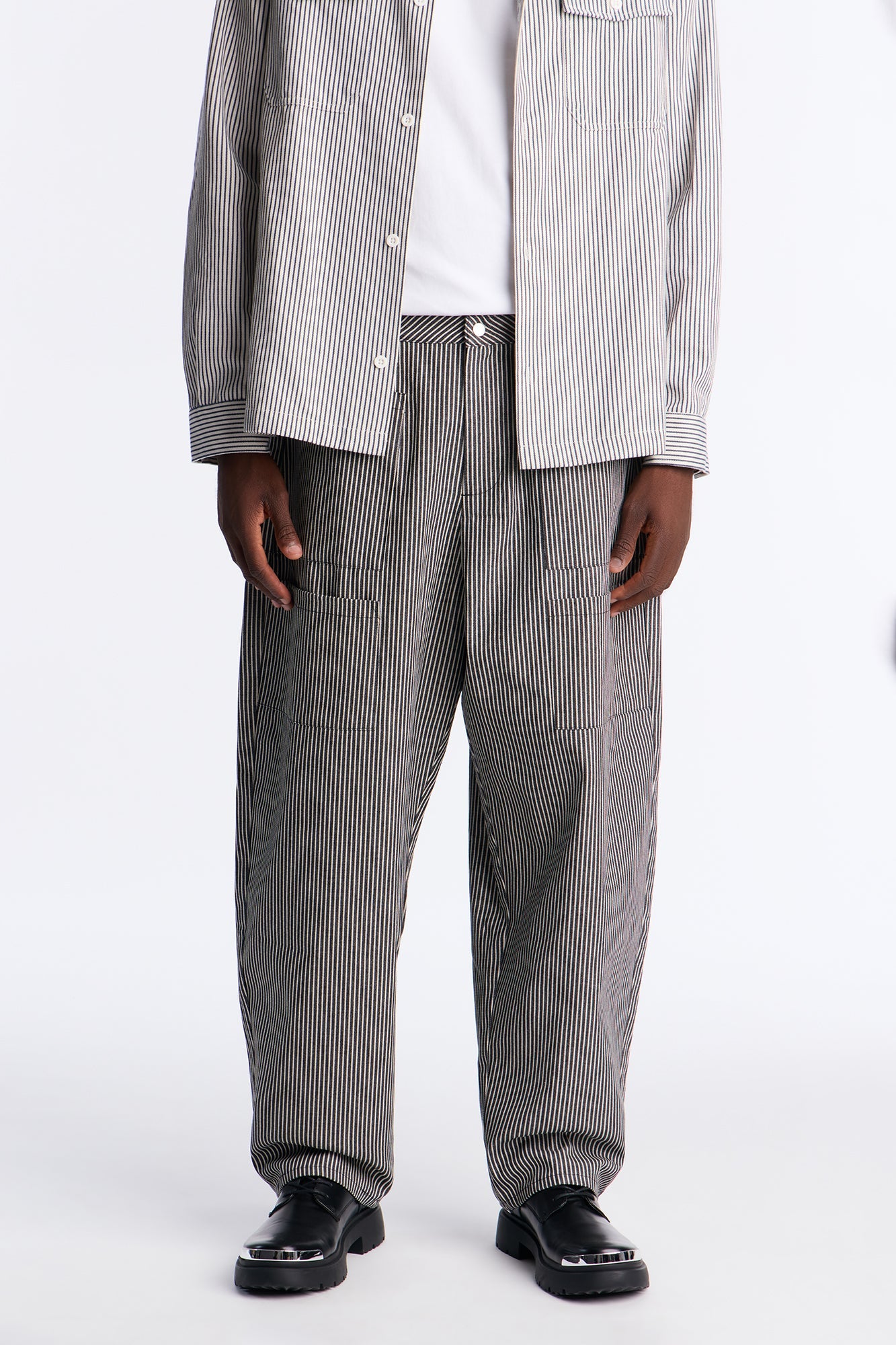Balloon Fit Tokyo Drift Striped Pant - Black