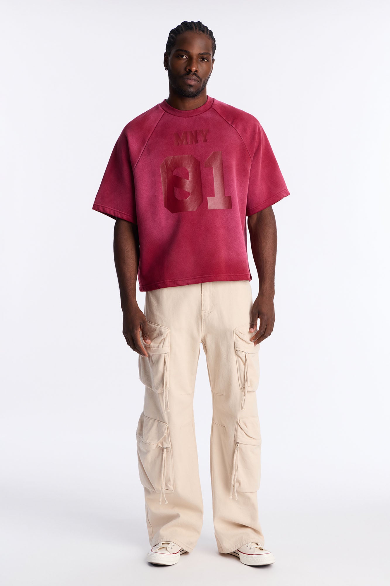 Money Short Sleeve Raglan Sweatshirt - Burgundy