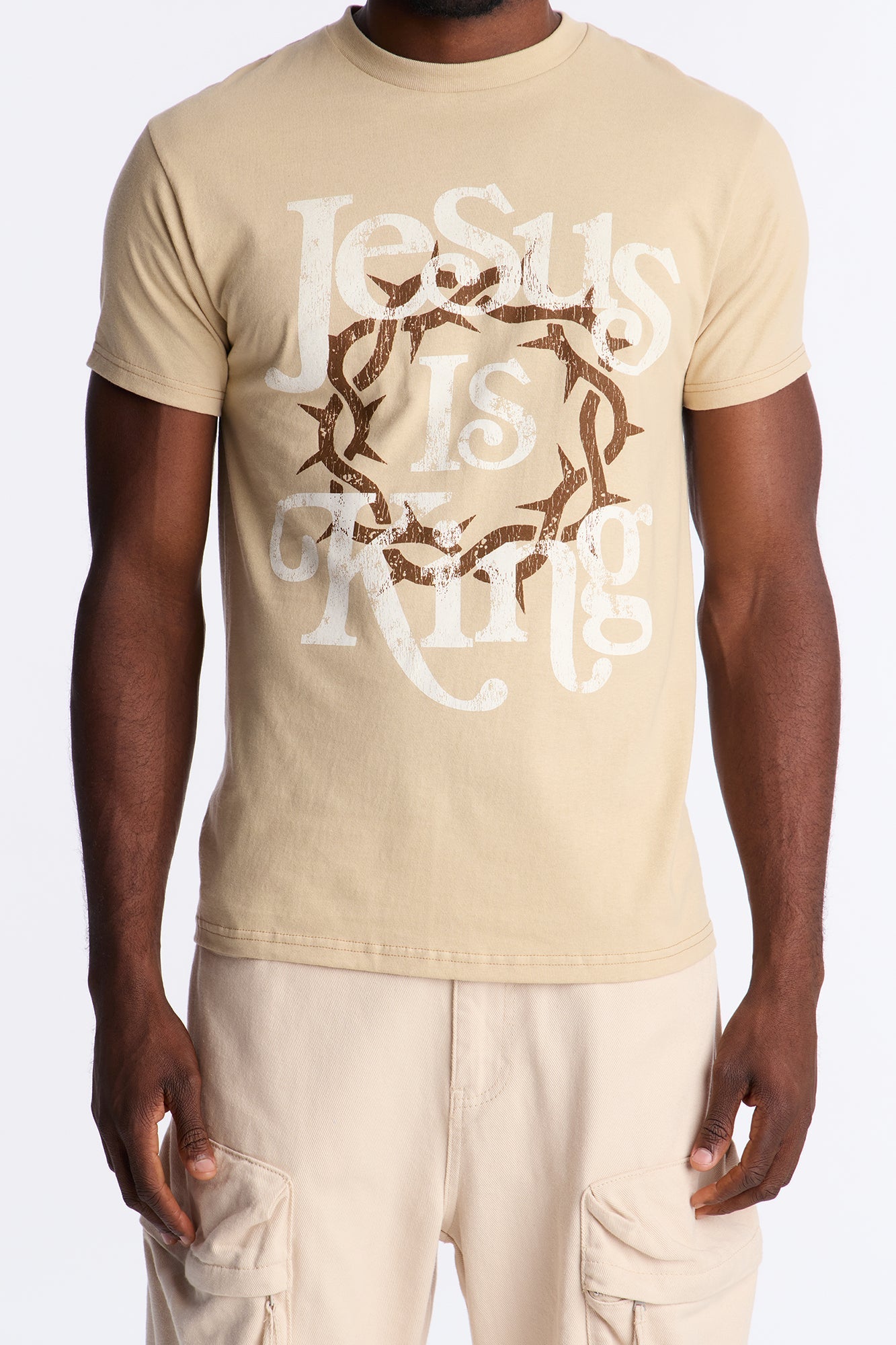 Crown of Thorns Graphic Short Sleeve Tee - Sand