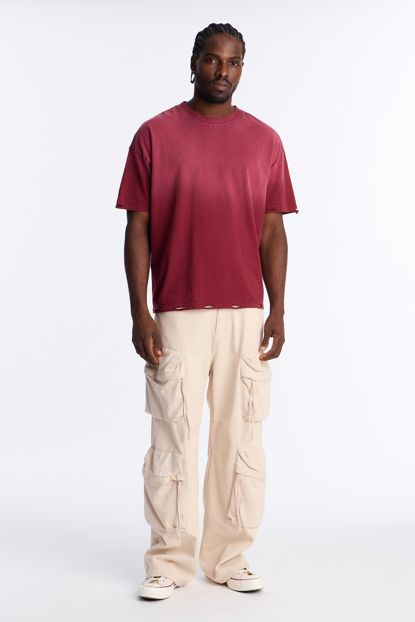 Vintage Wash Relaxed Edge Tee - Red