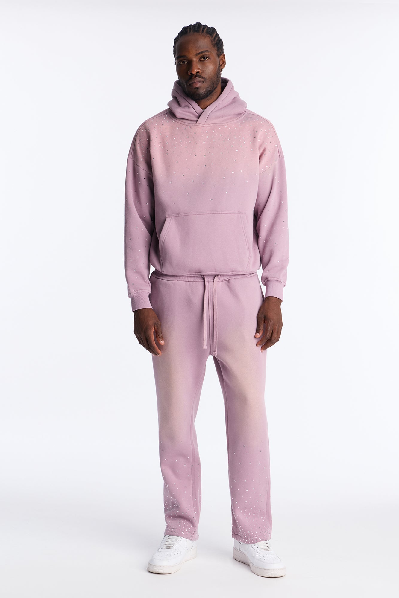Run Them Rhinestones Oversized Hoodie - Pink