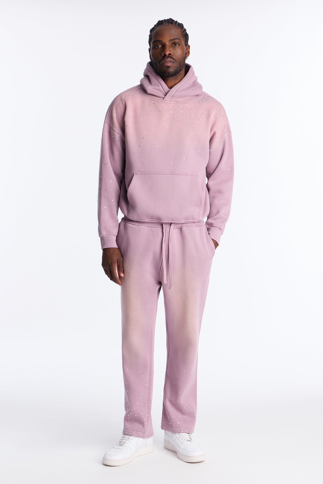 Run Them Rhinestones Relaxed Sweatpants - Pink