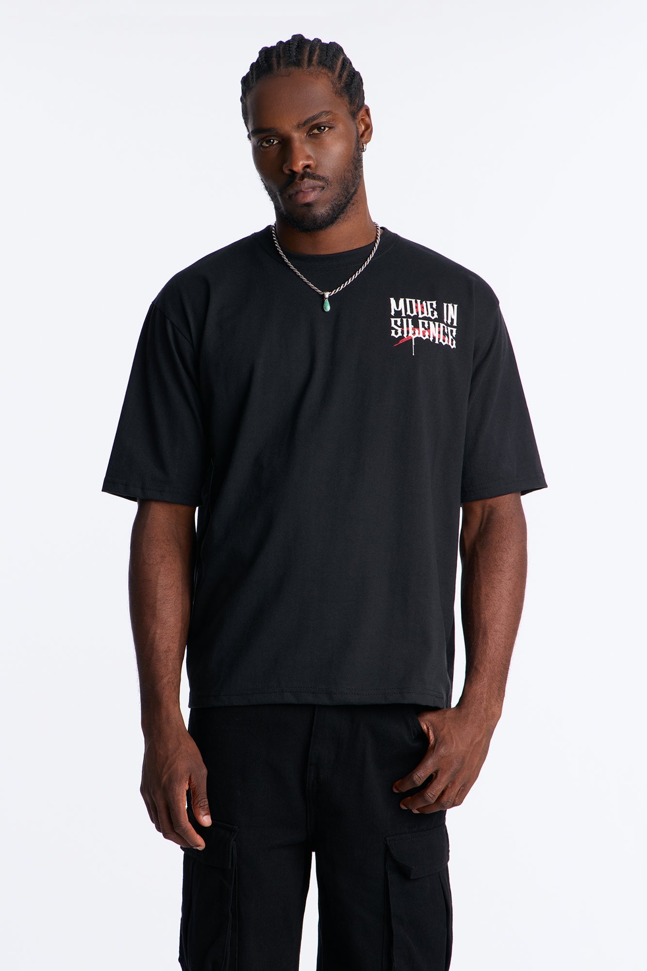 Move In Silence Oversized Short Sleeve Tee - Black