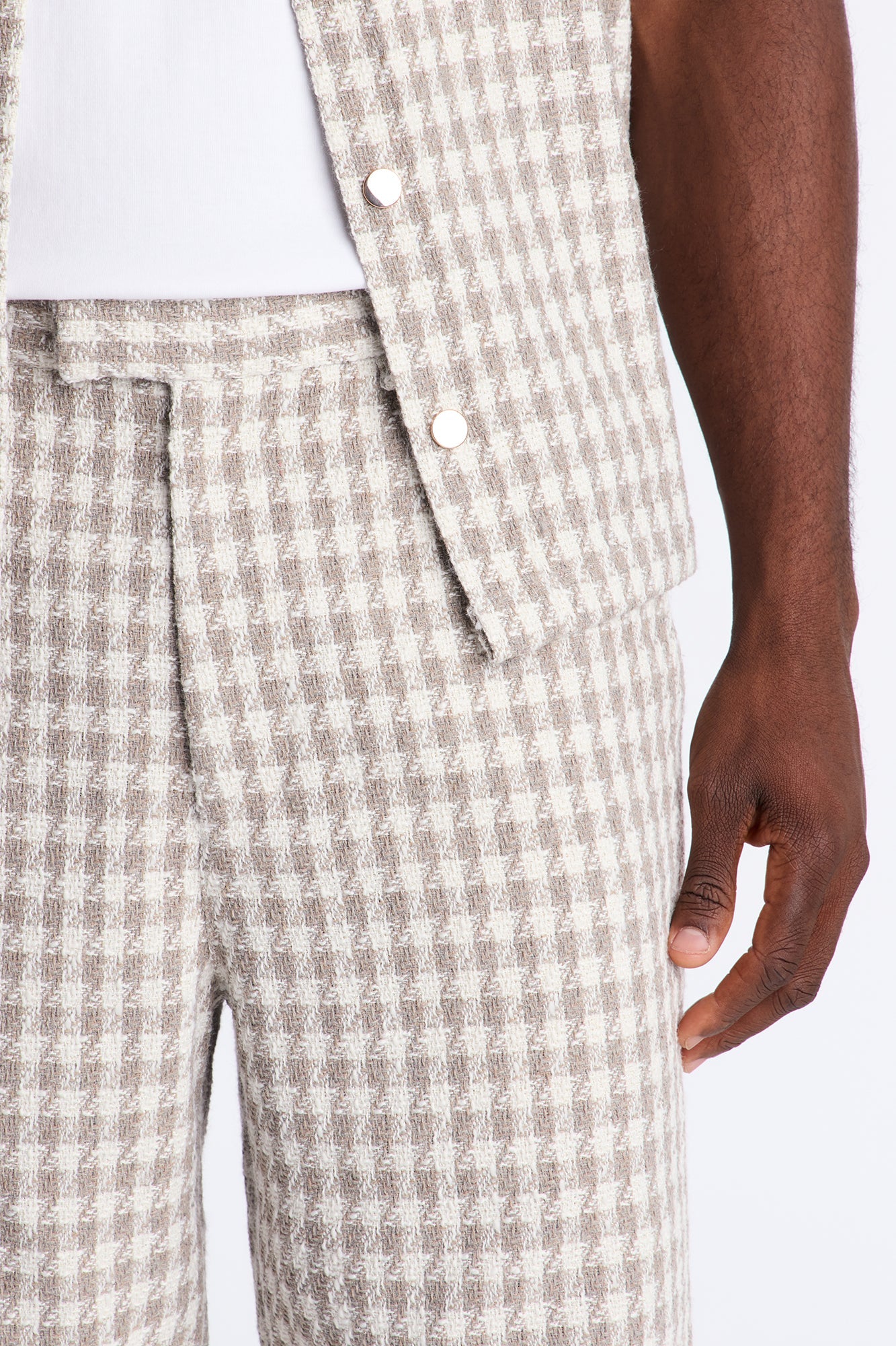 Relaxed Ludlow Checkered Short - Taupe