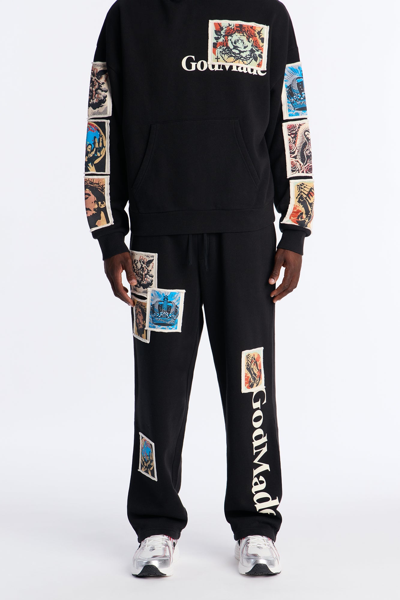 God Made Patch Straight Sweatpants - Black