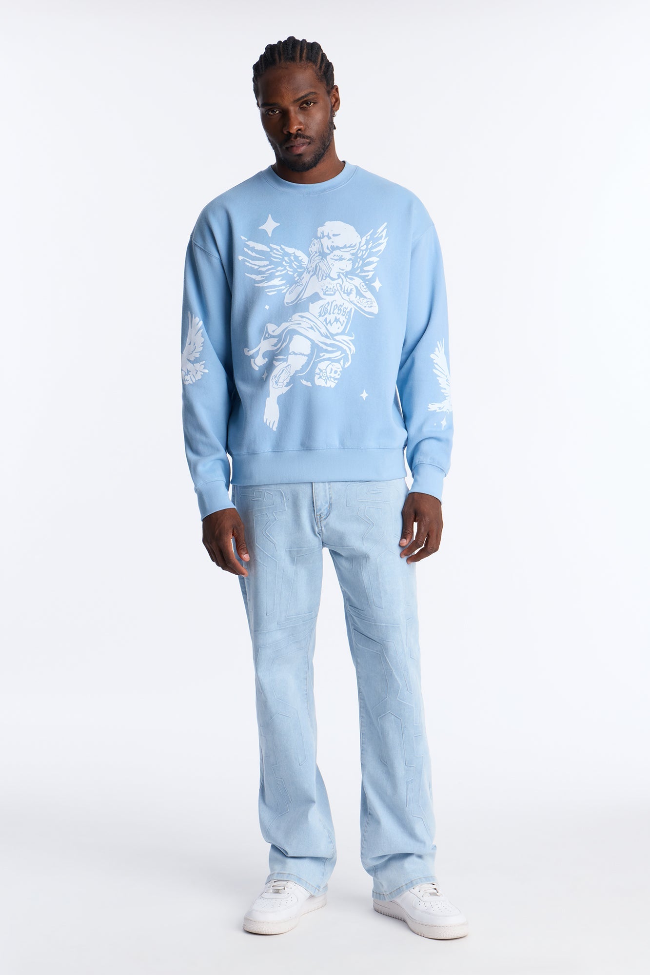 Heaven Sent Crew Neck Sweatshirt - Blue
