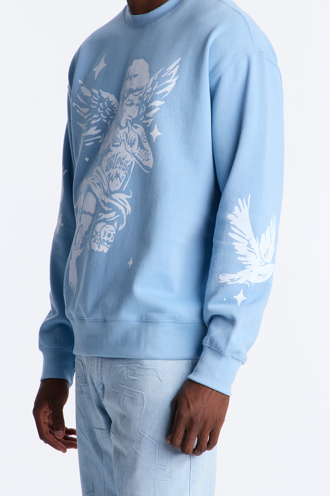 Heaven Sent Crew Neck Sweatshirt - Blue