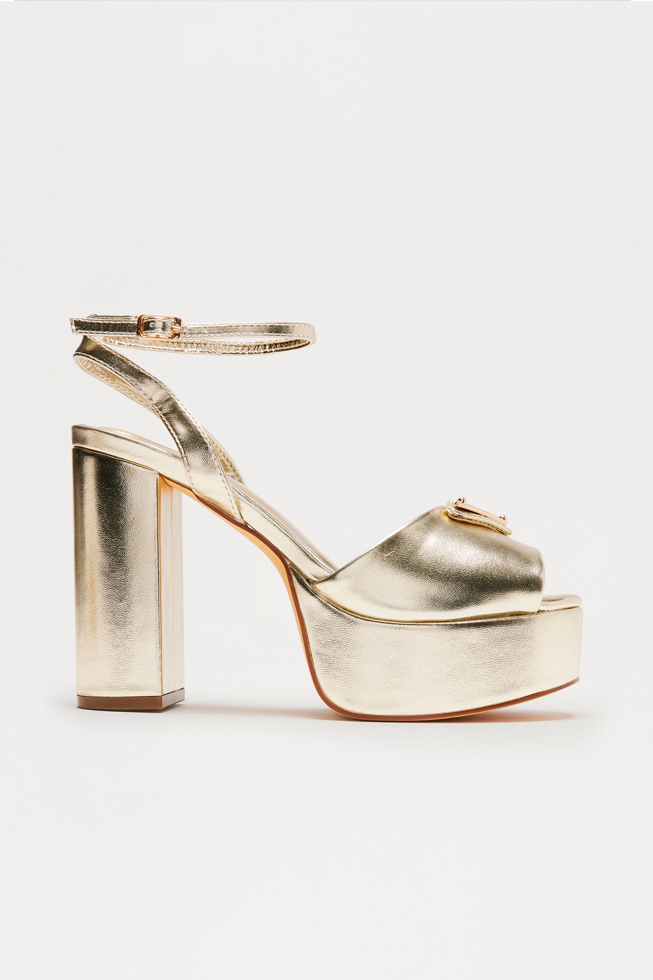Chelsia Ankle Strap Platform Heels - Gold