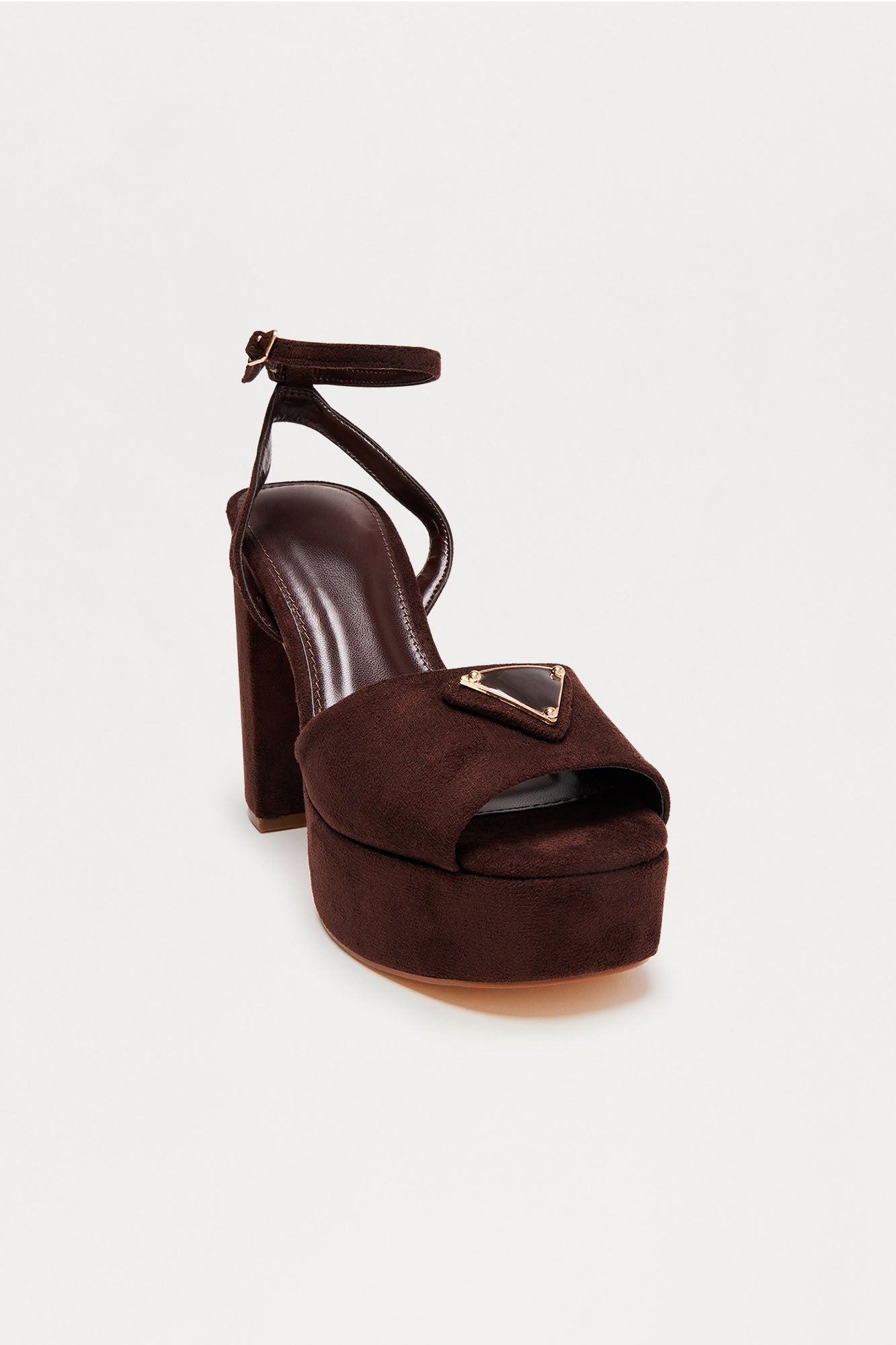 Chelsia Ankle Strap Platform Heels - Chocolate