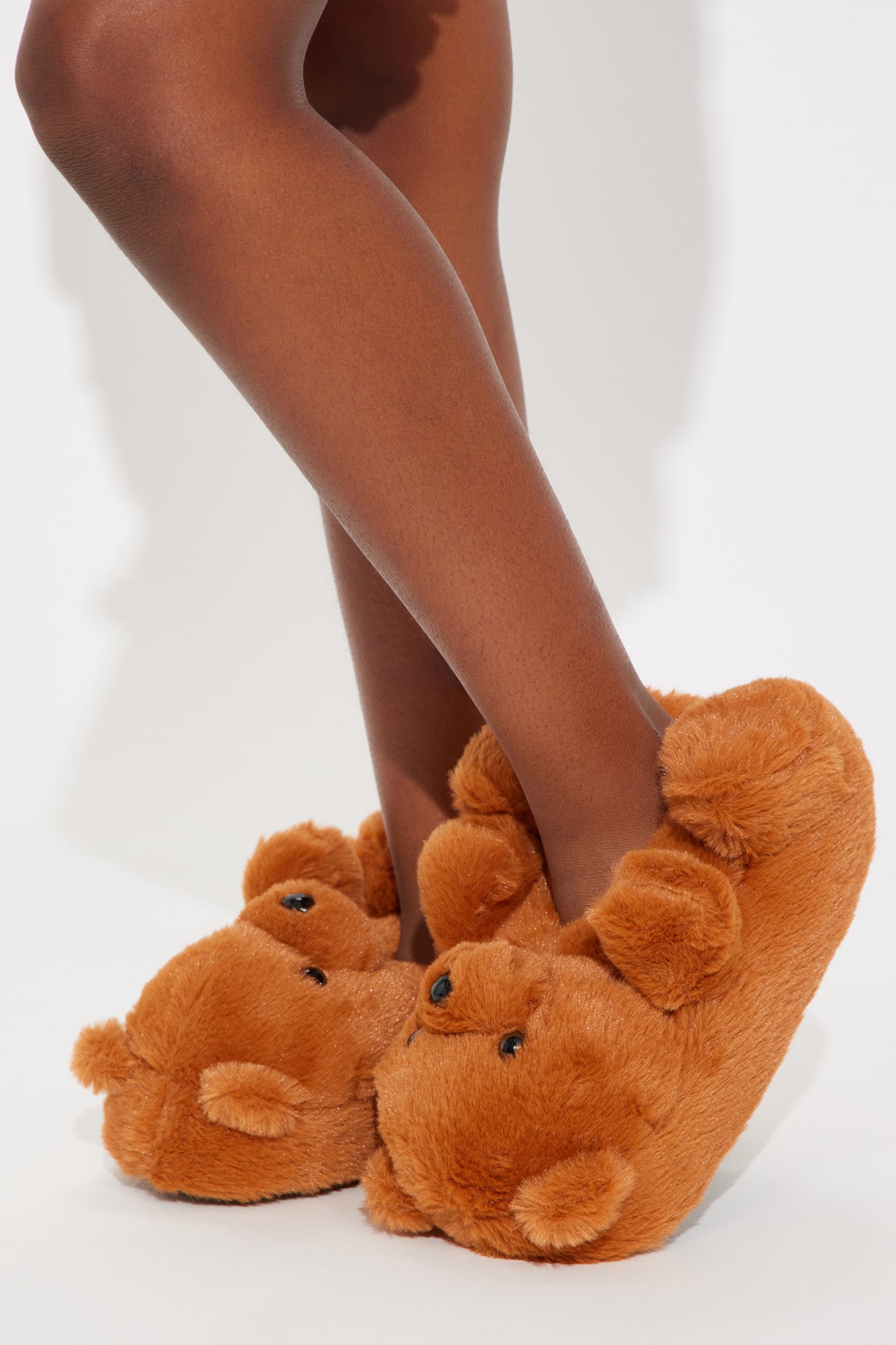 Mini Cute And Cuddly Teddy Bear Slippers - Tan