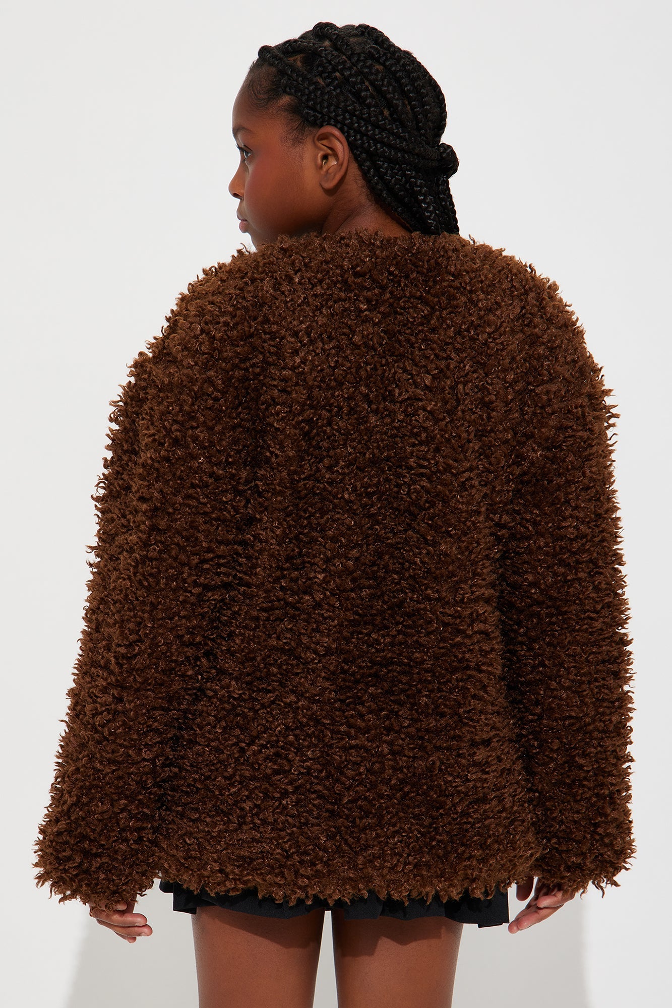 Mini Adjust To The Fame Faux Fur Coat - Chocolate