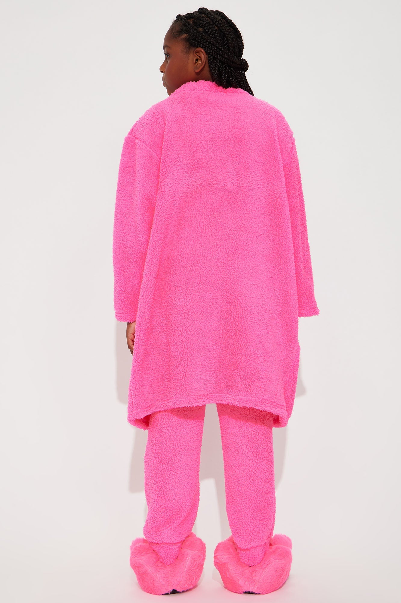 Mini See You Around 3 Piece Sherpa Pant Set - Fuchsia