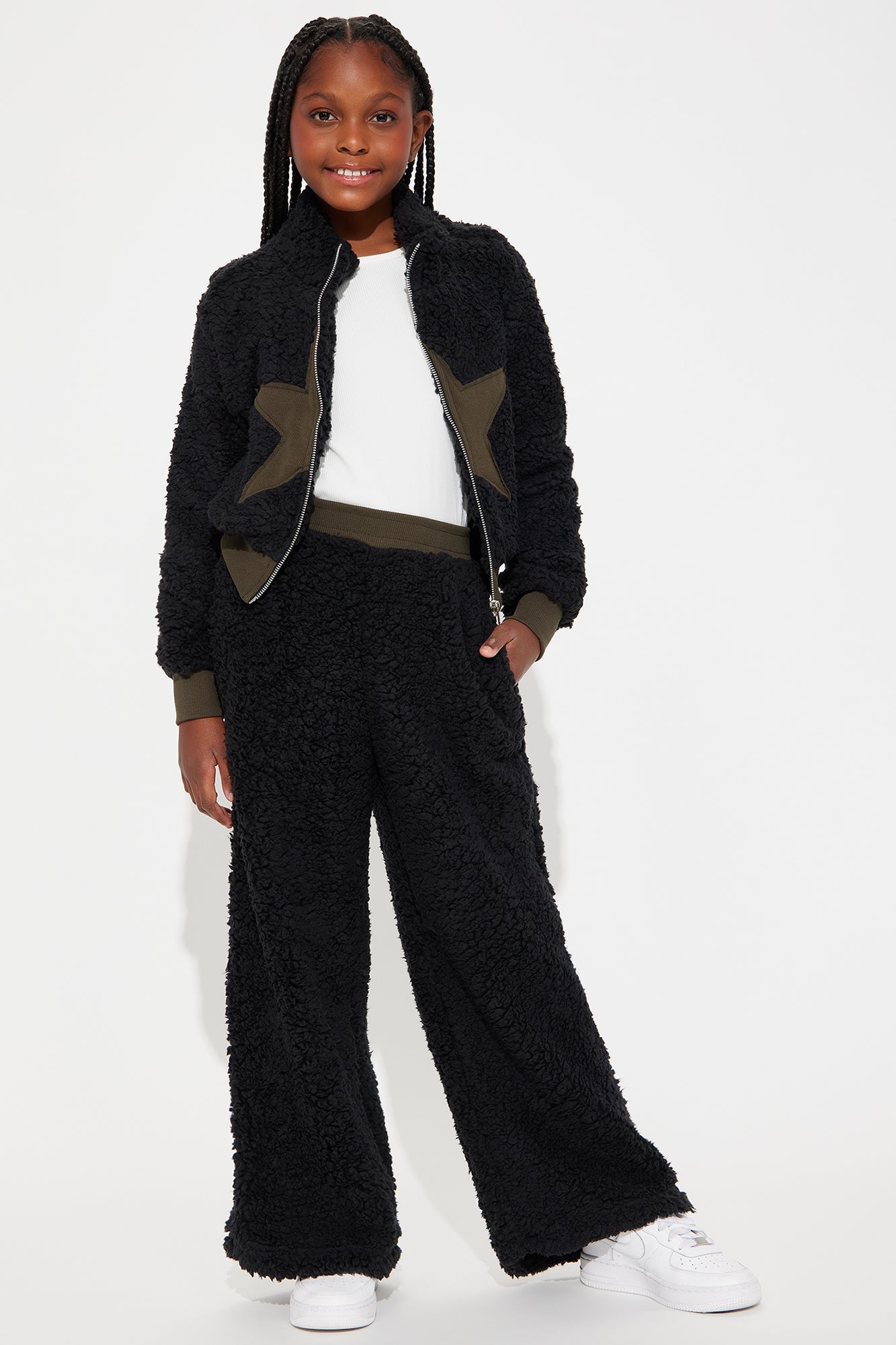 Mini Eternal Star Sherpa Pant Set - Black