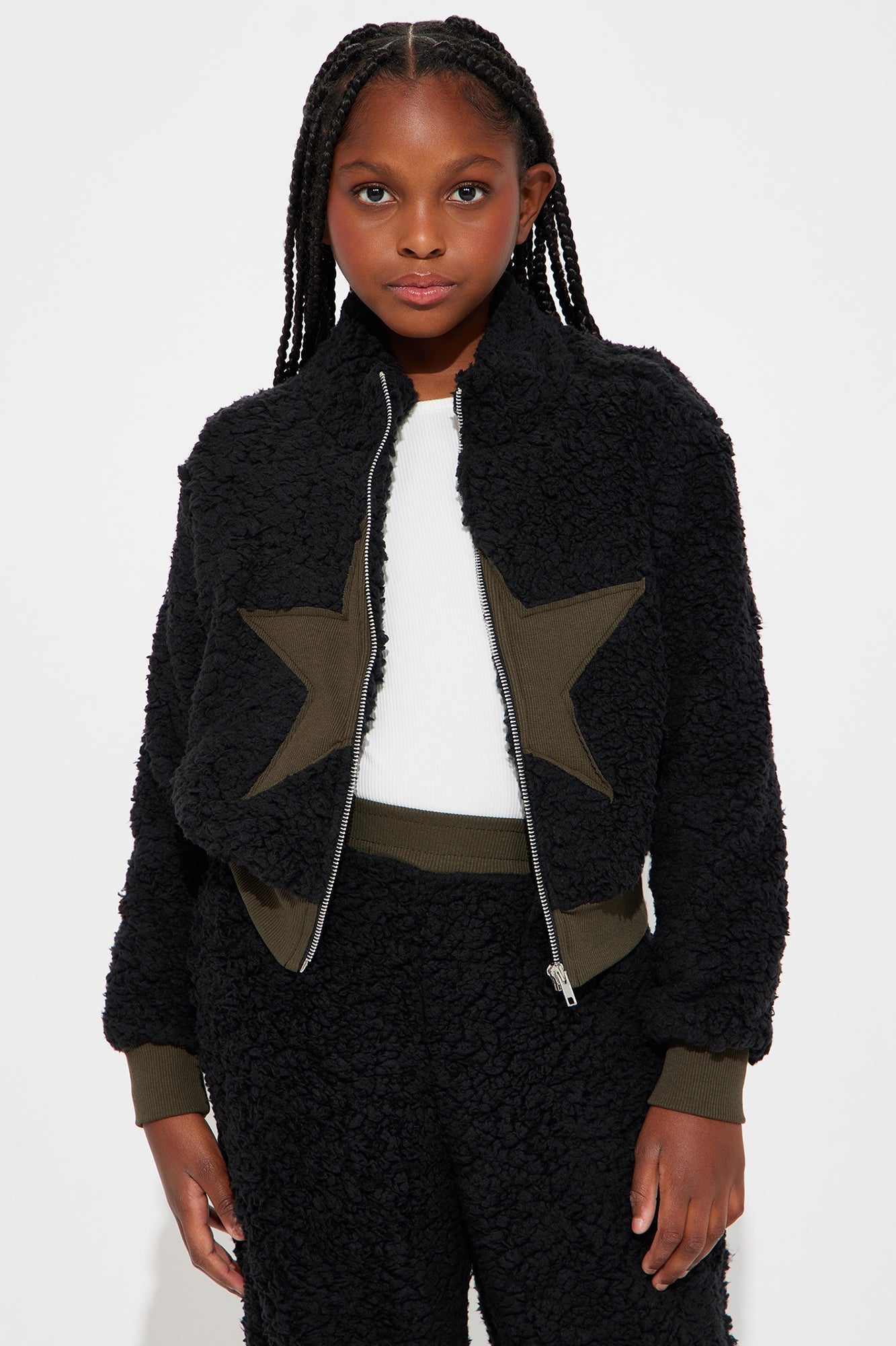 Mini Eternal Star Sherpa Pant Set - Black