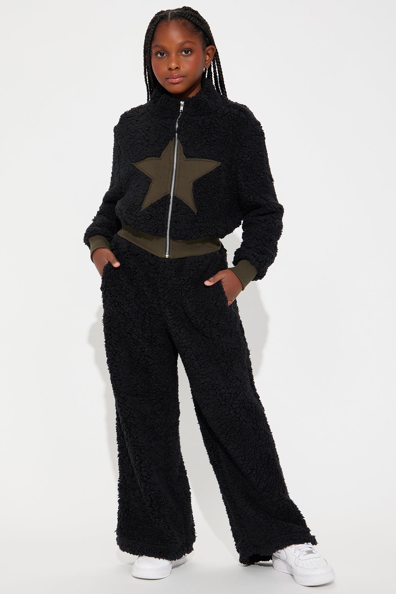 Mini Eternal Star Sherpa Pant Set - Black