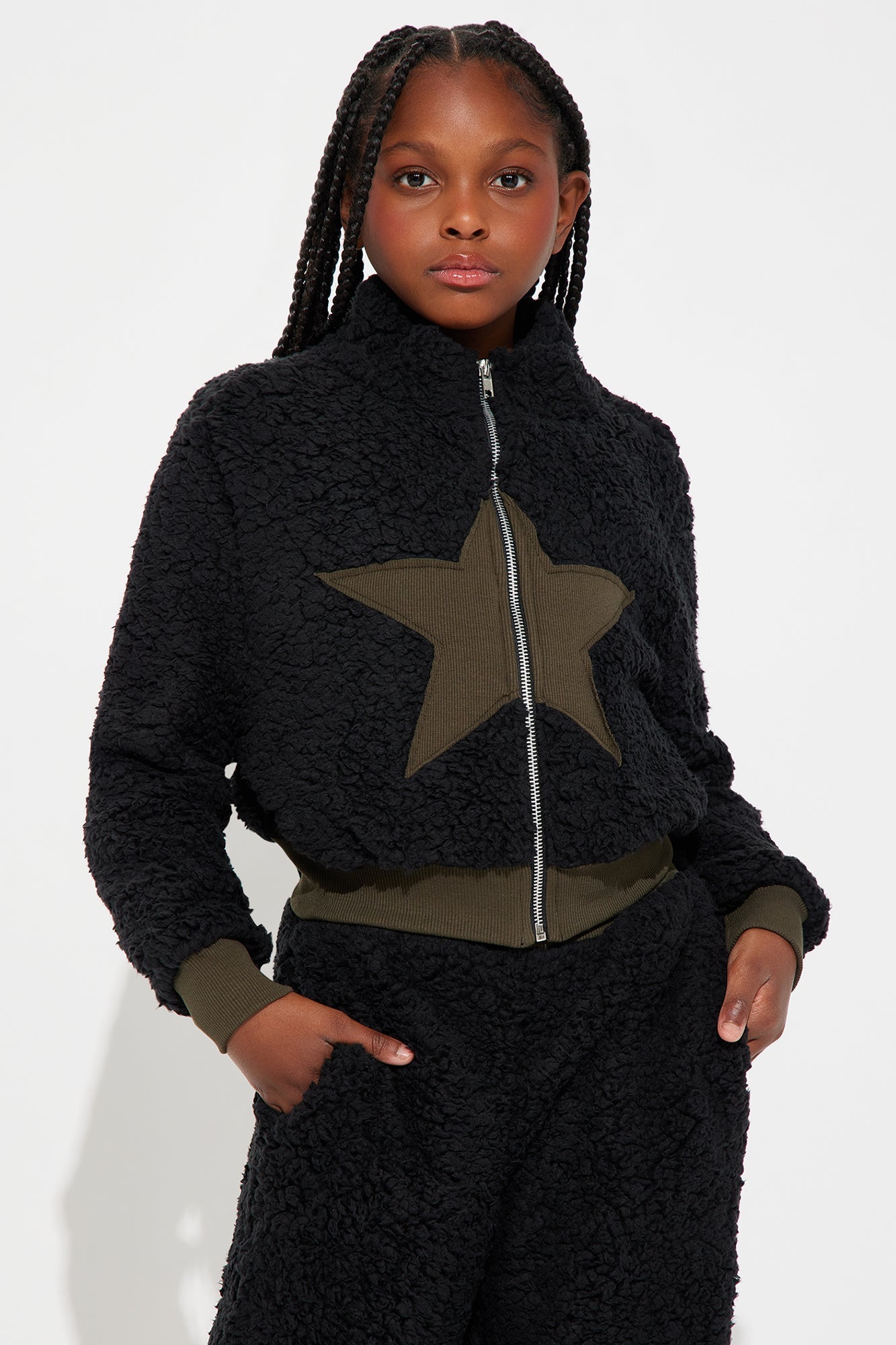 Mini Eternal Star Sherpa Pant Set - Black