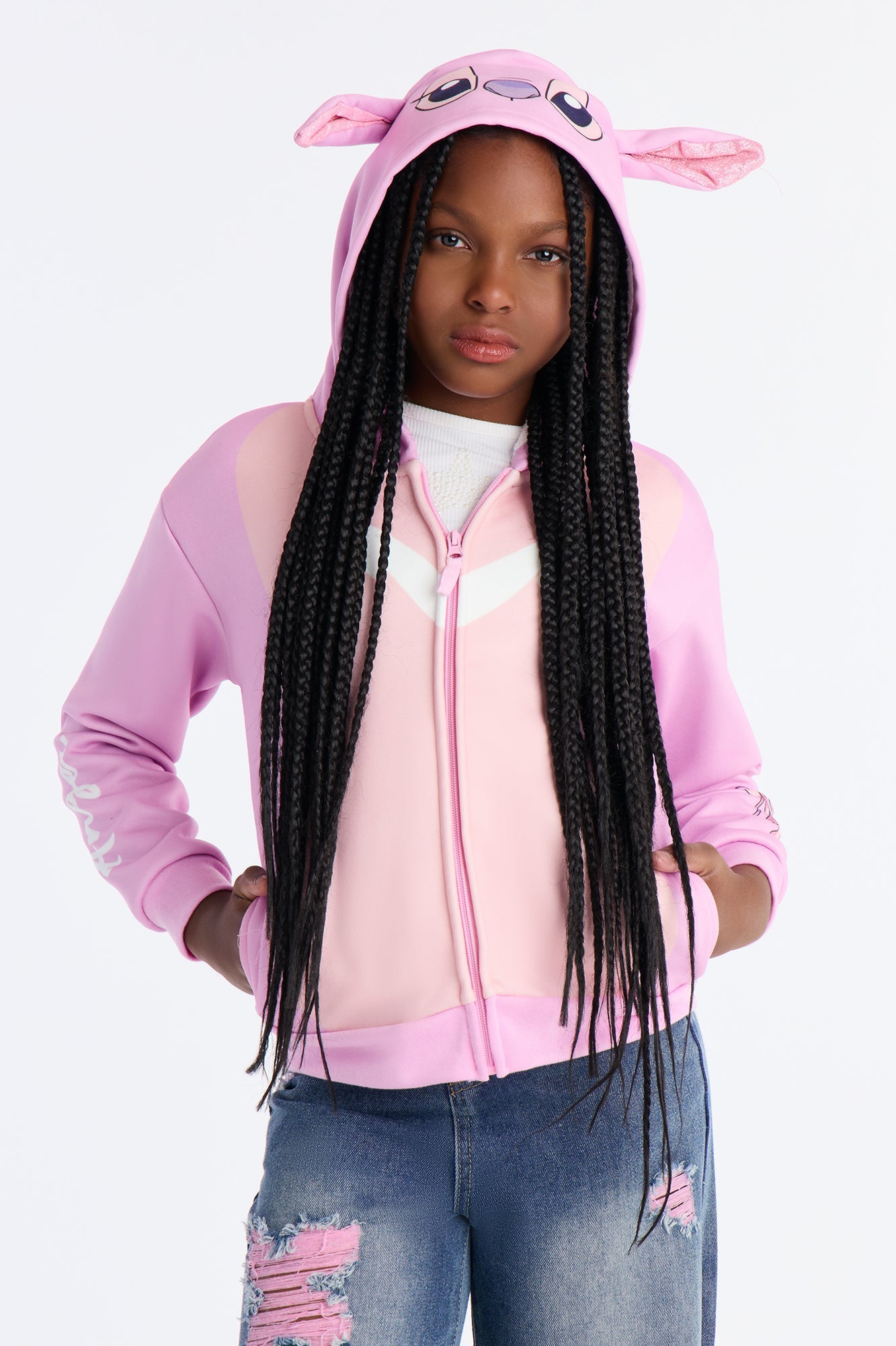Mini Plush Zip Up Hoodie - Pink