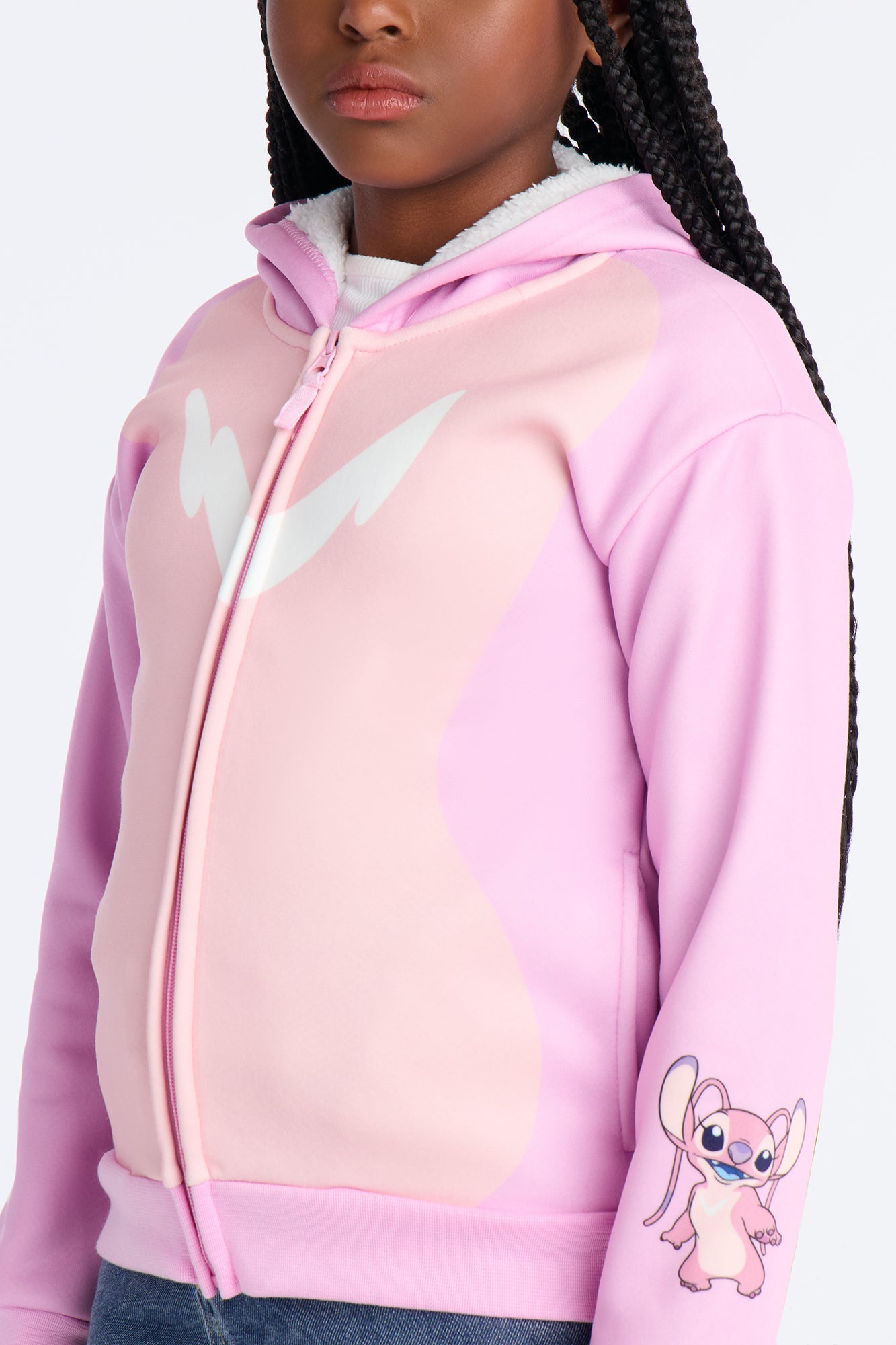 Mini Plush Zip Up Hoodie - Pink
