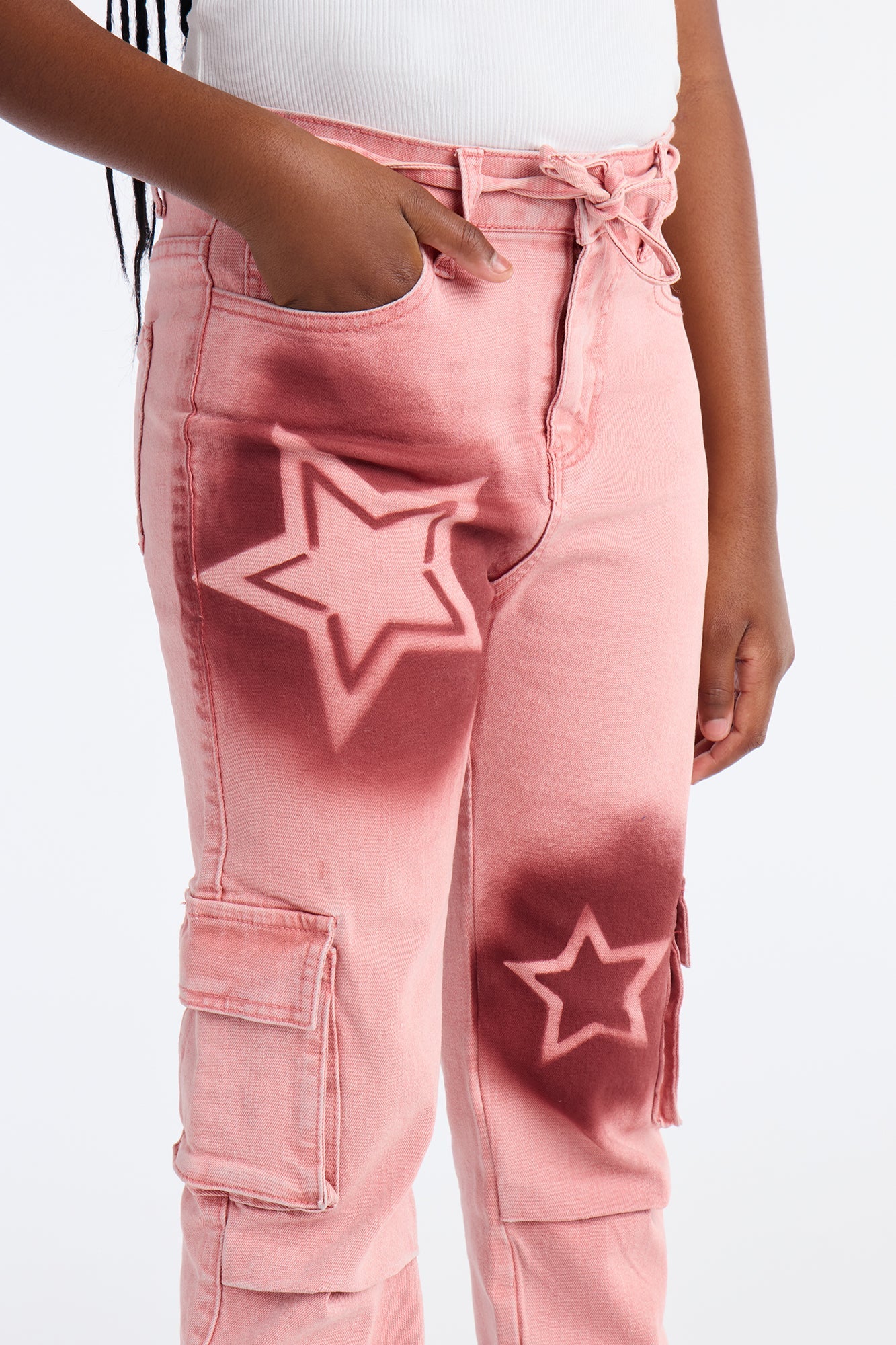 Mini Seeing Stars Cargo Jeans - Pink