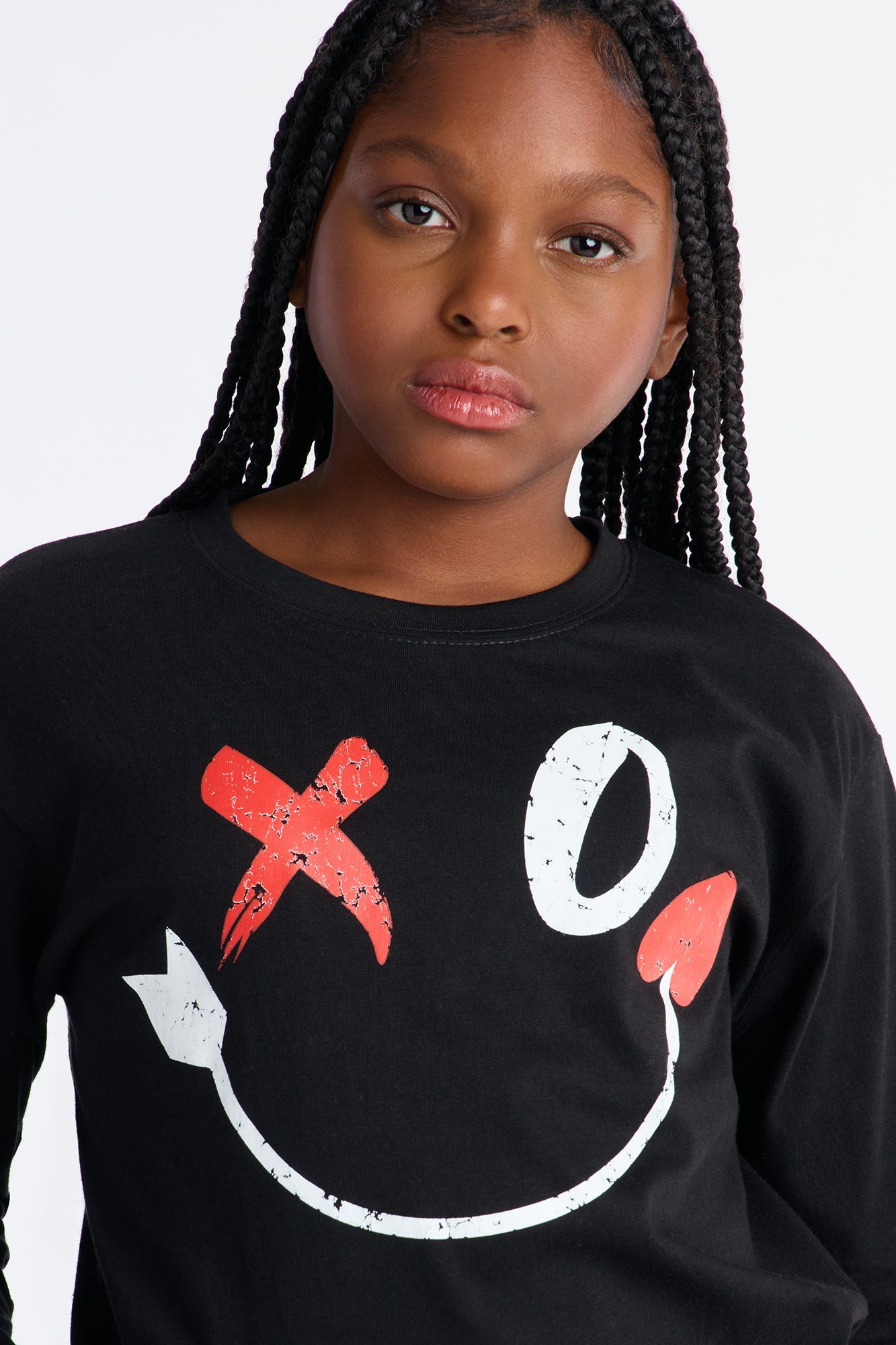 Mini XO Smiley Long Sleeve Tee - Black