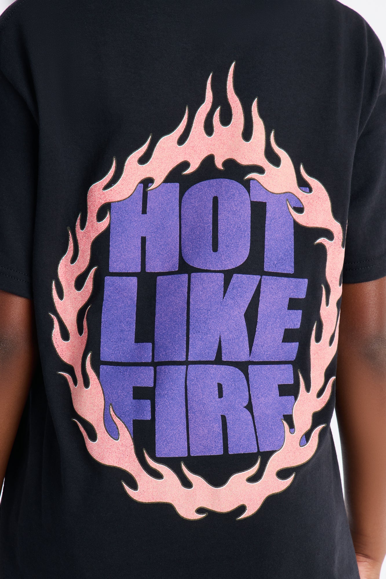 Mini Aaliyah Hot Like Fire Short Sleeve Front/Back Tee - Black