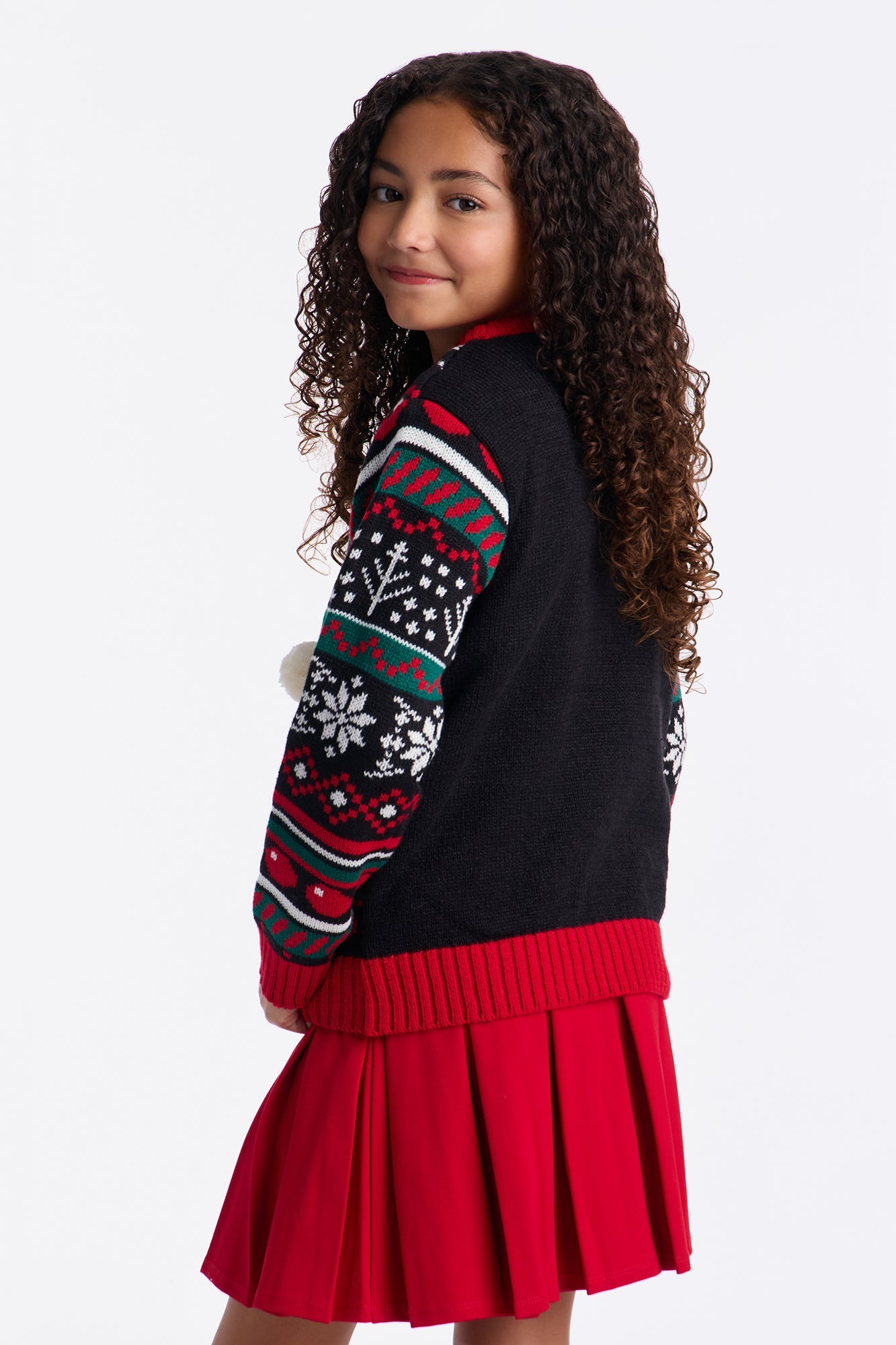 Mini Holly Jolly Llama Christmas Sweater - Black/Red