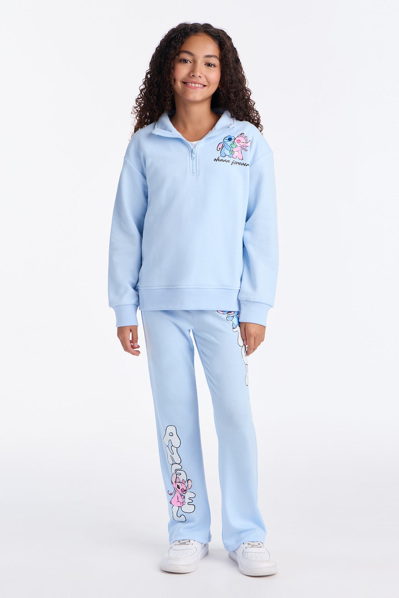 Mini Angel and Stitch Front/Back Flare Legging Set - Light Blue