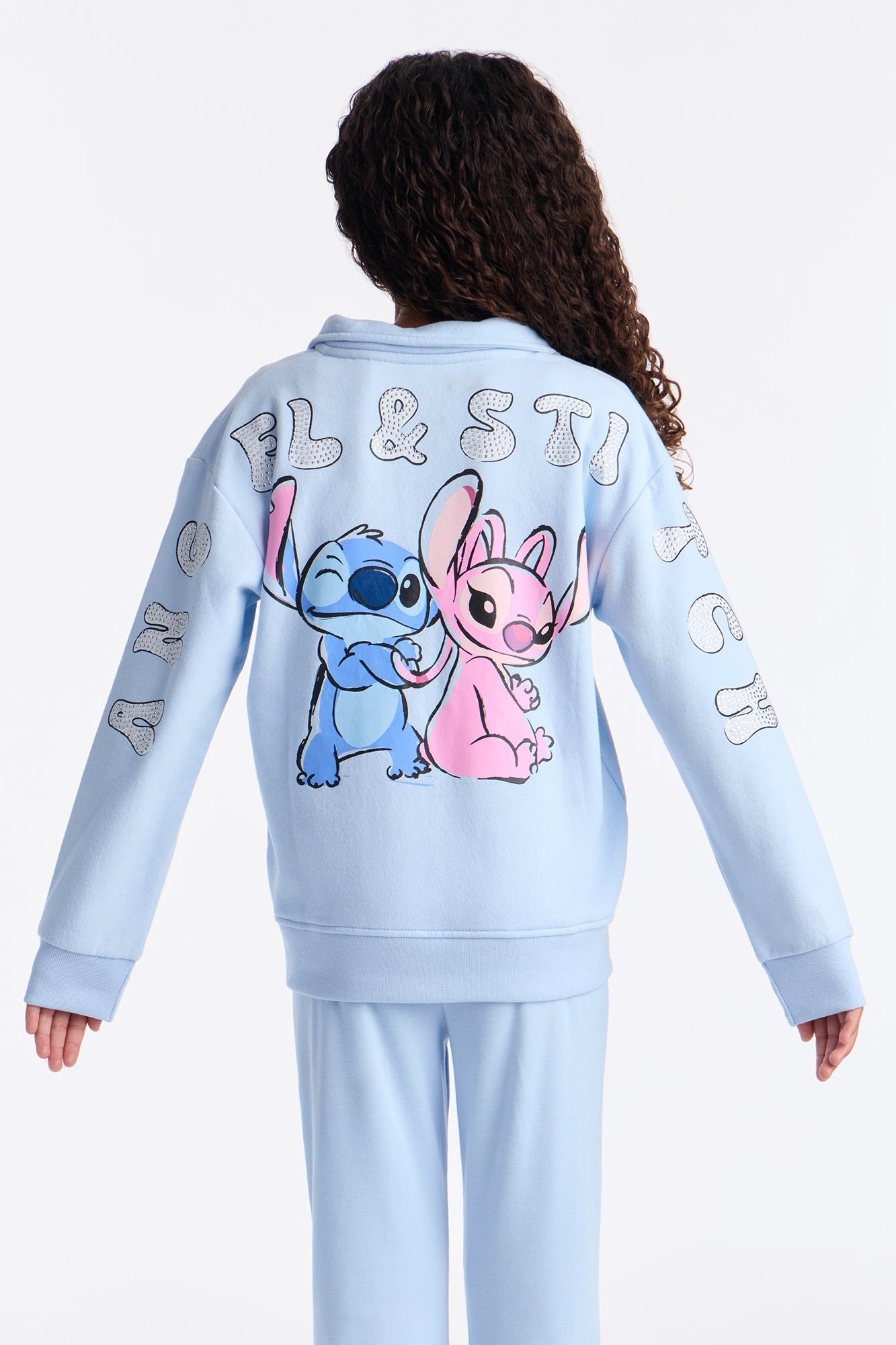 Mini Angel and Stitch Front/Back Flare Legging Set - Light Blue