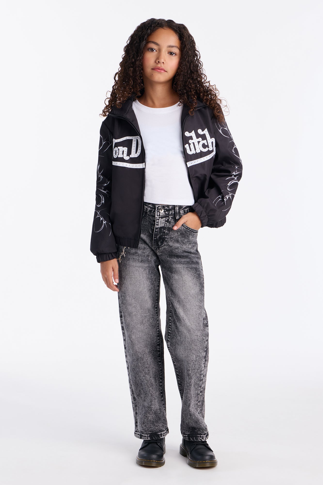 Mini Von Dutch Crystal Heart Jacket - Black