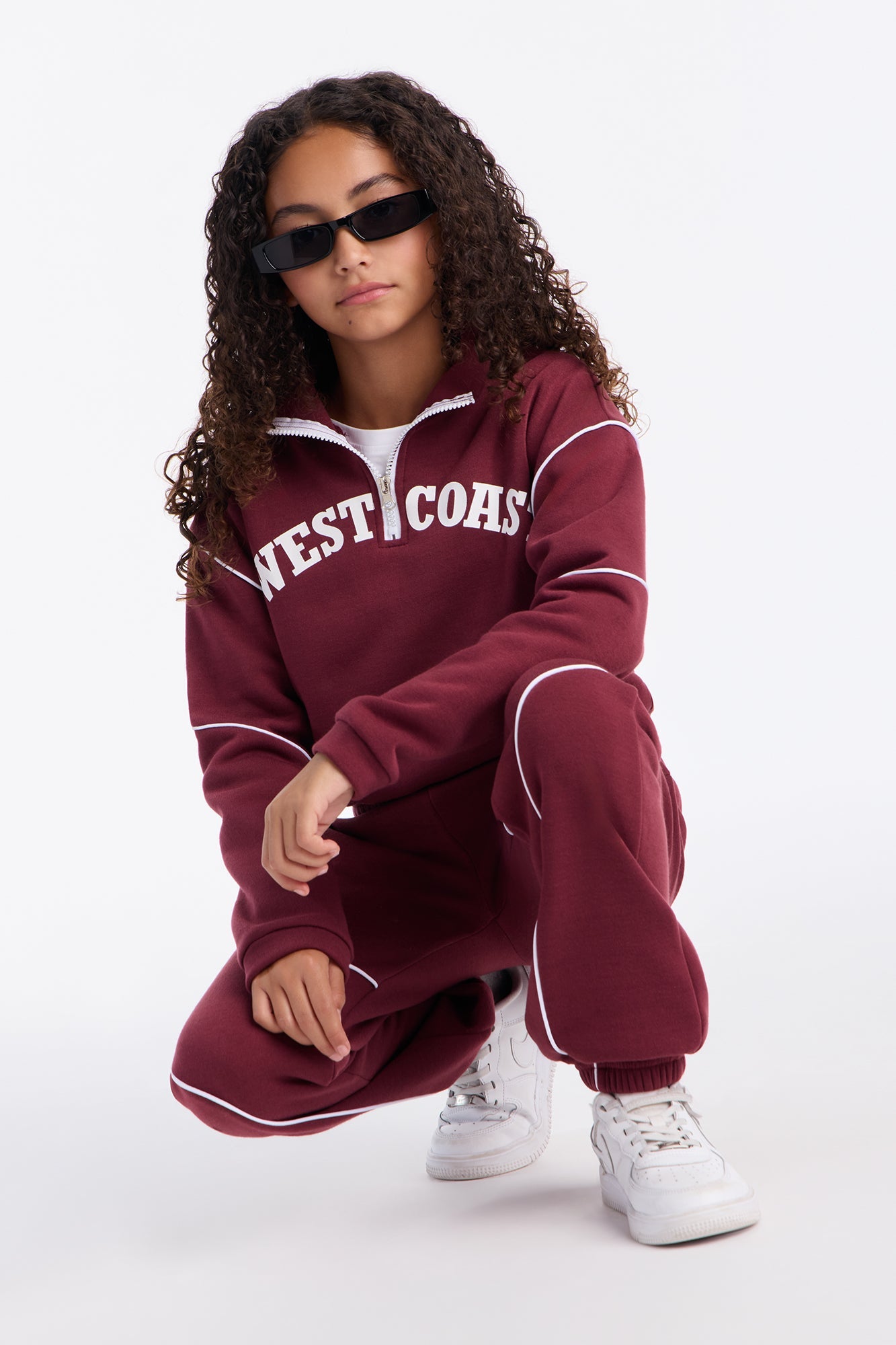 Mini West Coast Fleece Jogger Set - Burgundy