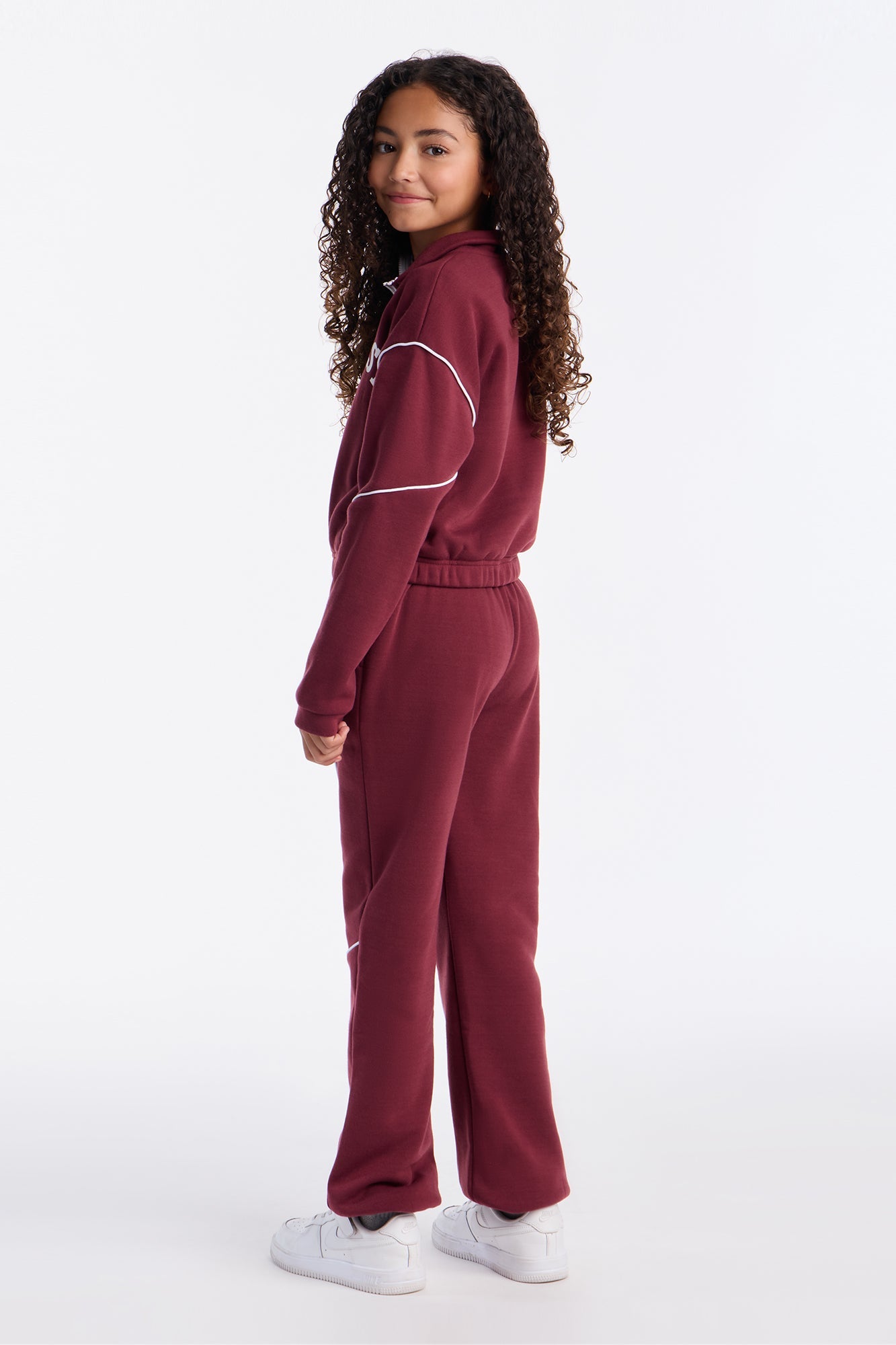 Mini West Coast Fleece Jogger Set - Burgundy