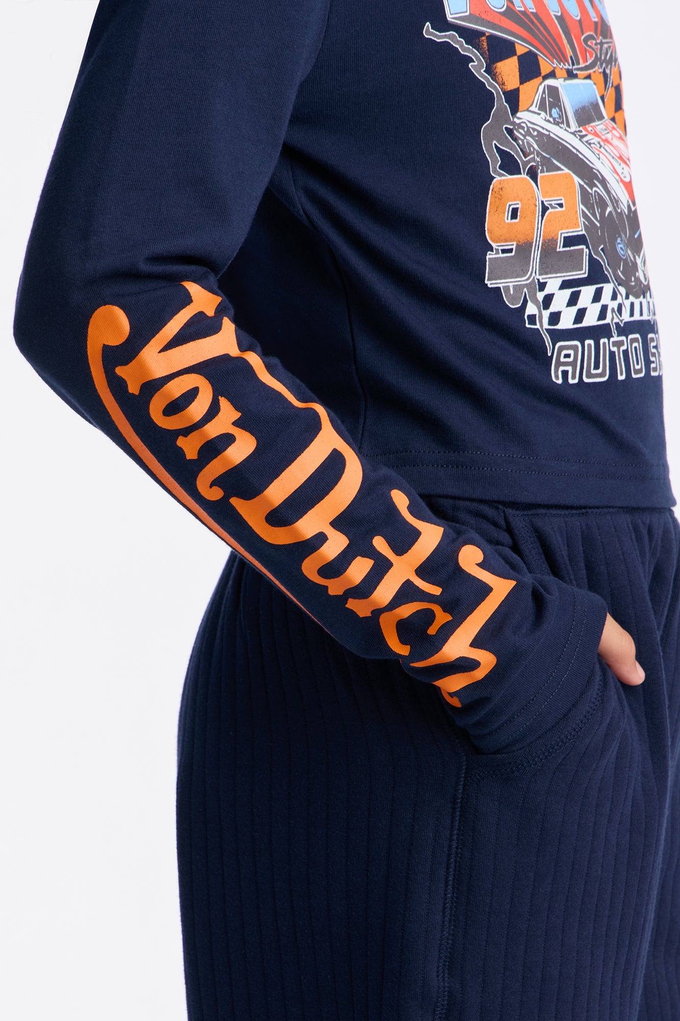 Mini Von Dutch Logo Lace Up Top - Navy