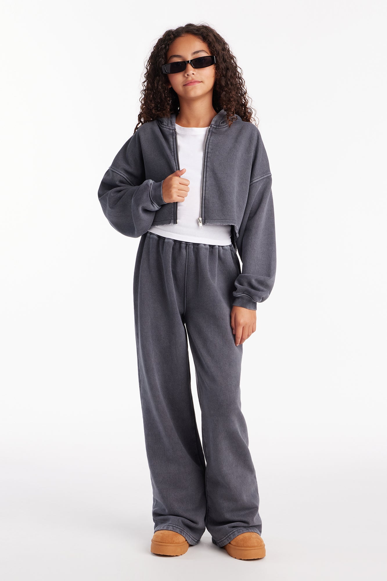 Mini On The Go Fleece Pant Set II - Charcoal