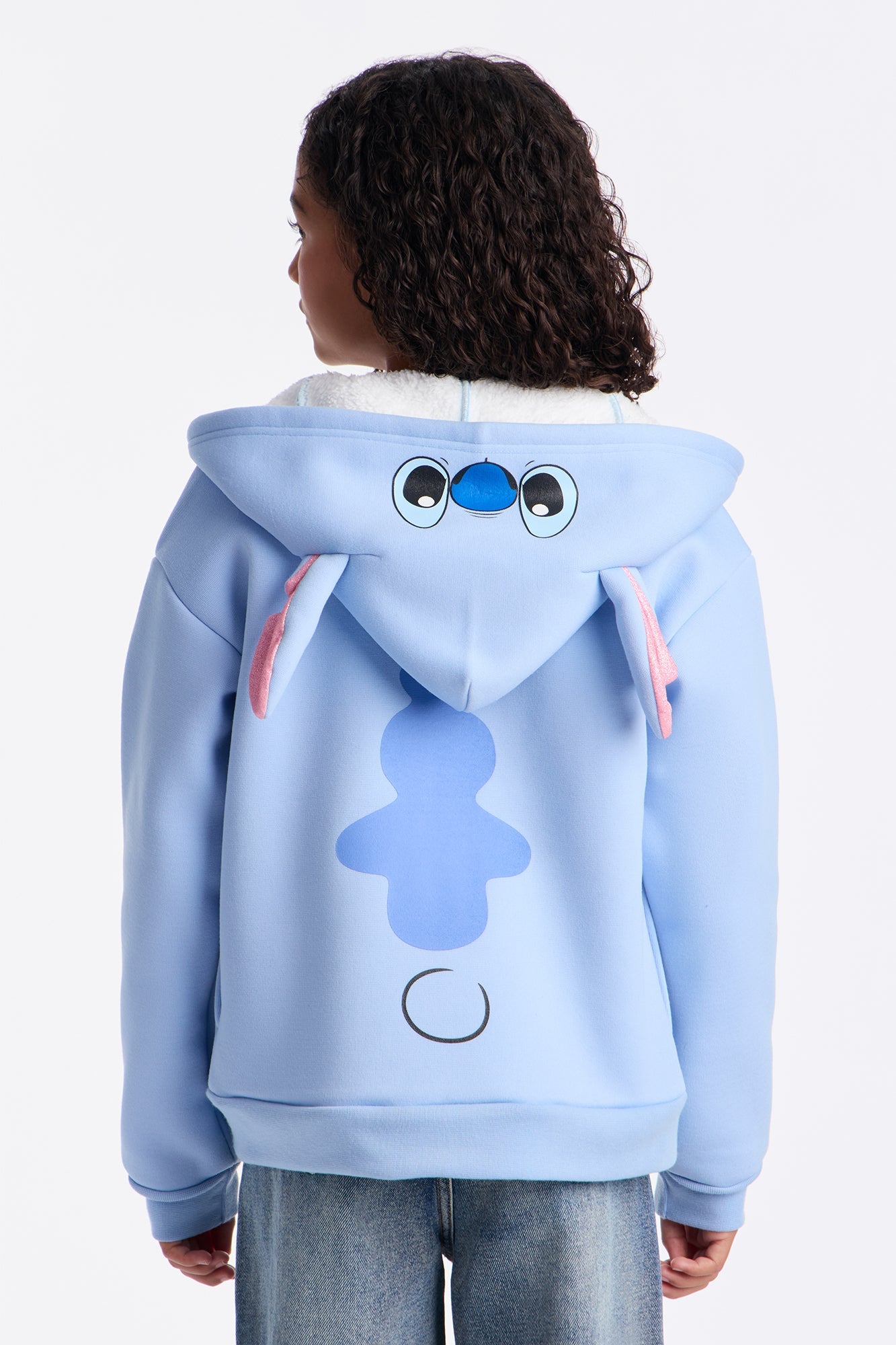 Mini Stitch Plush Zip Up Hoodie - Blue
