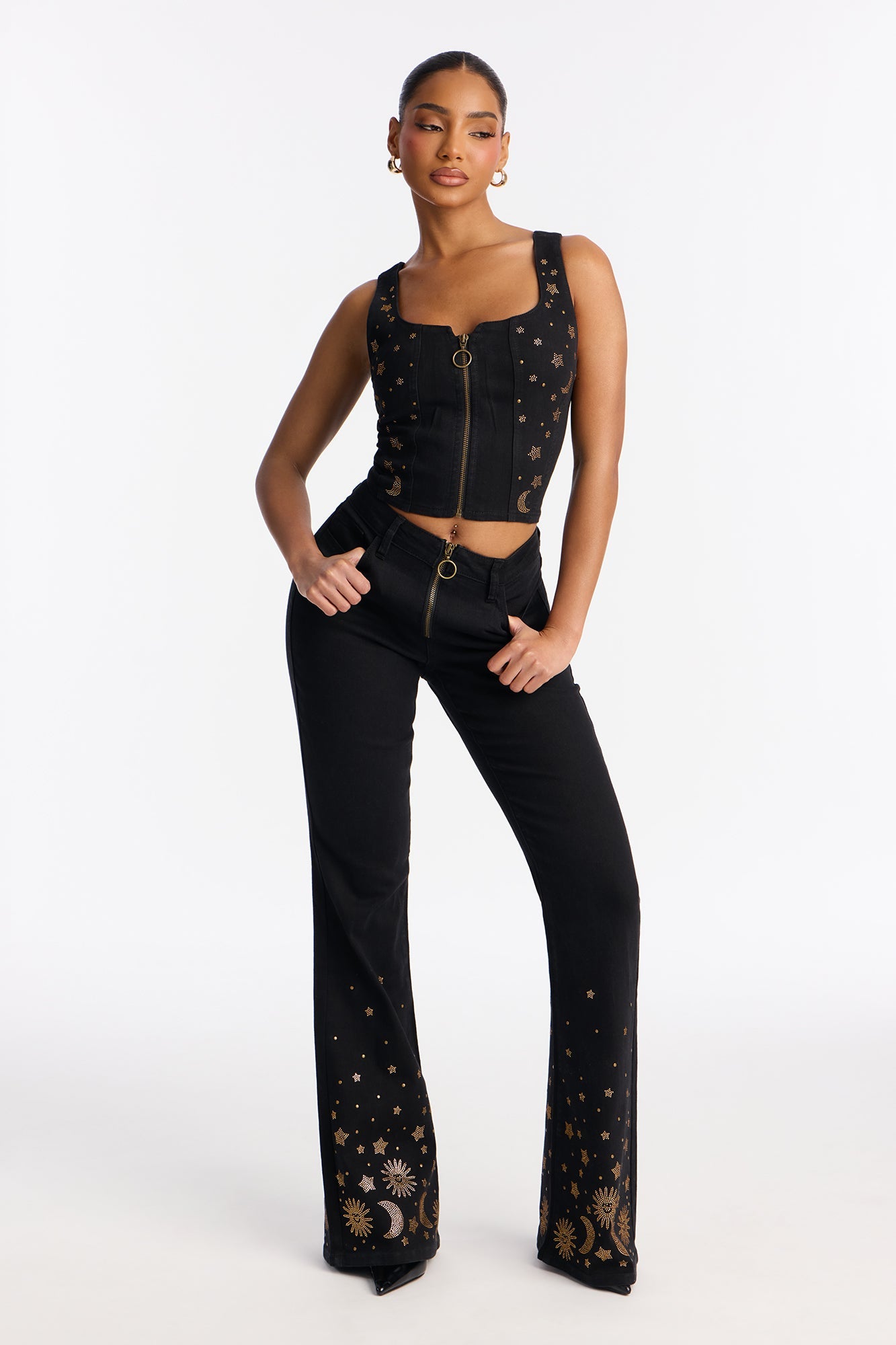 Practically Magical Embellished Flare Jeans - Black