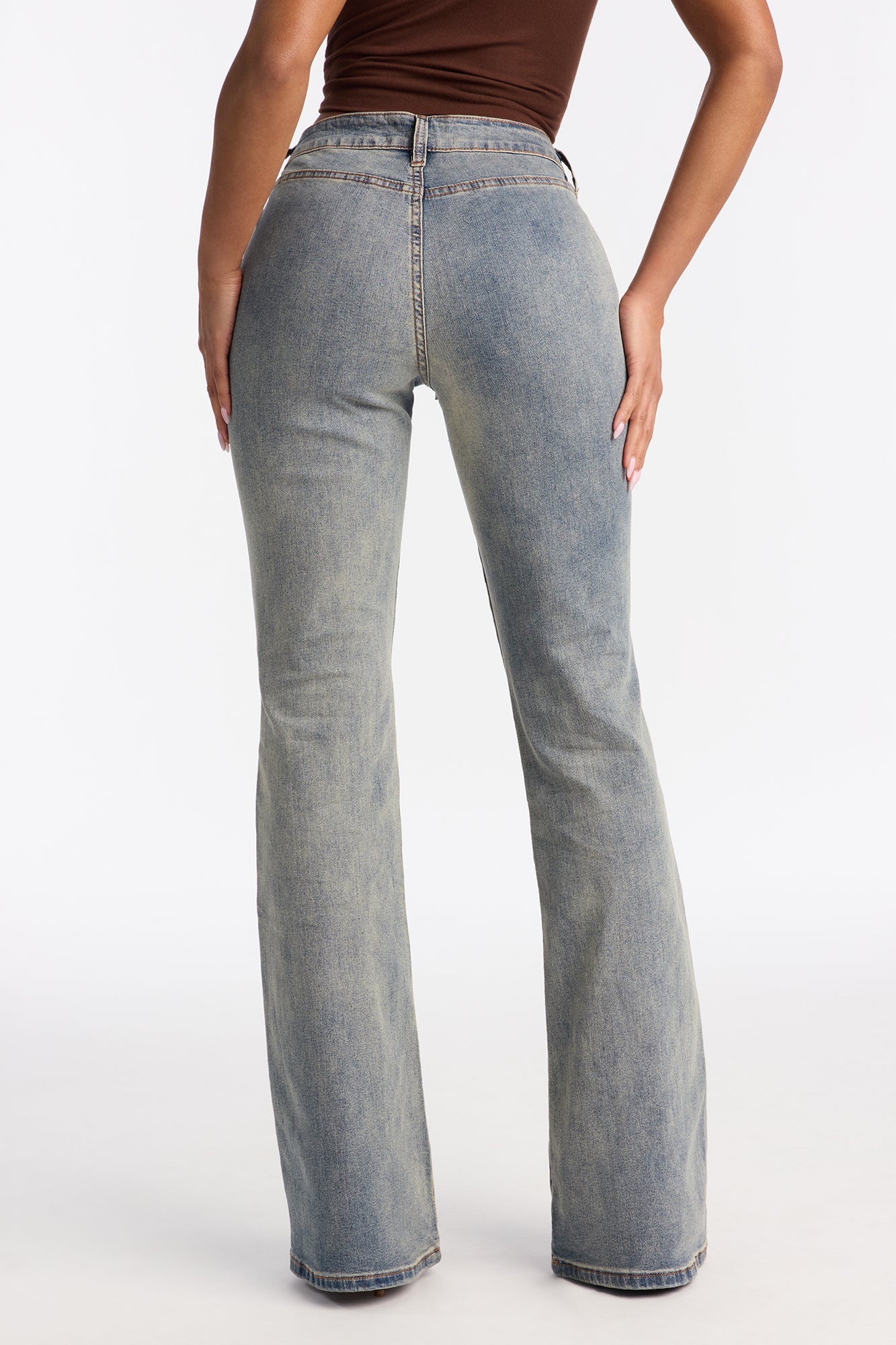 Tie Me Up Lace Up Flare Jeans - Vintage Wash