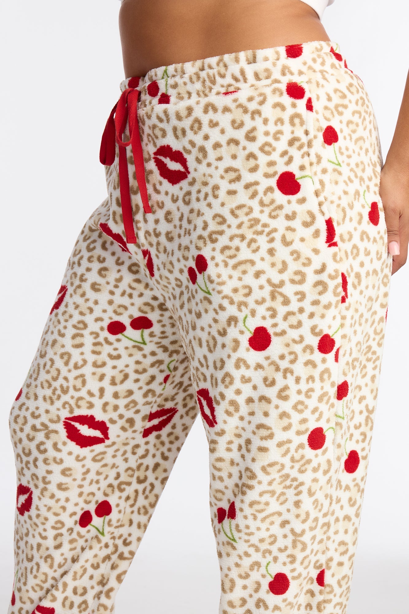 Wild Kisses Plush PJ Pants - White/combo