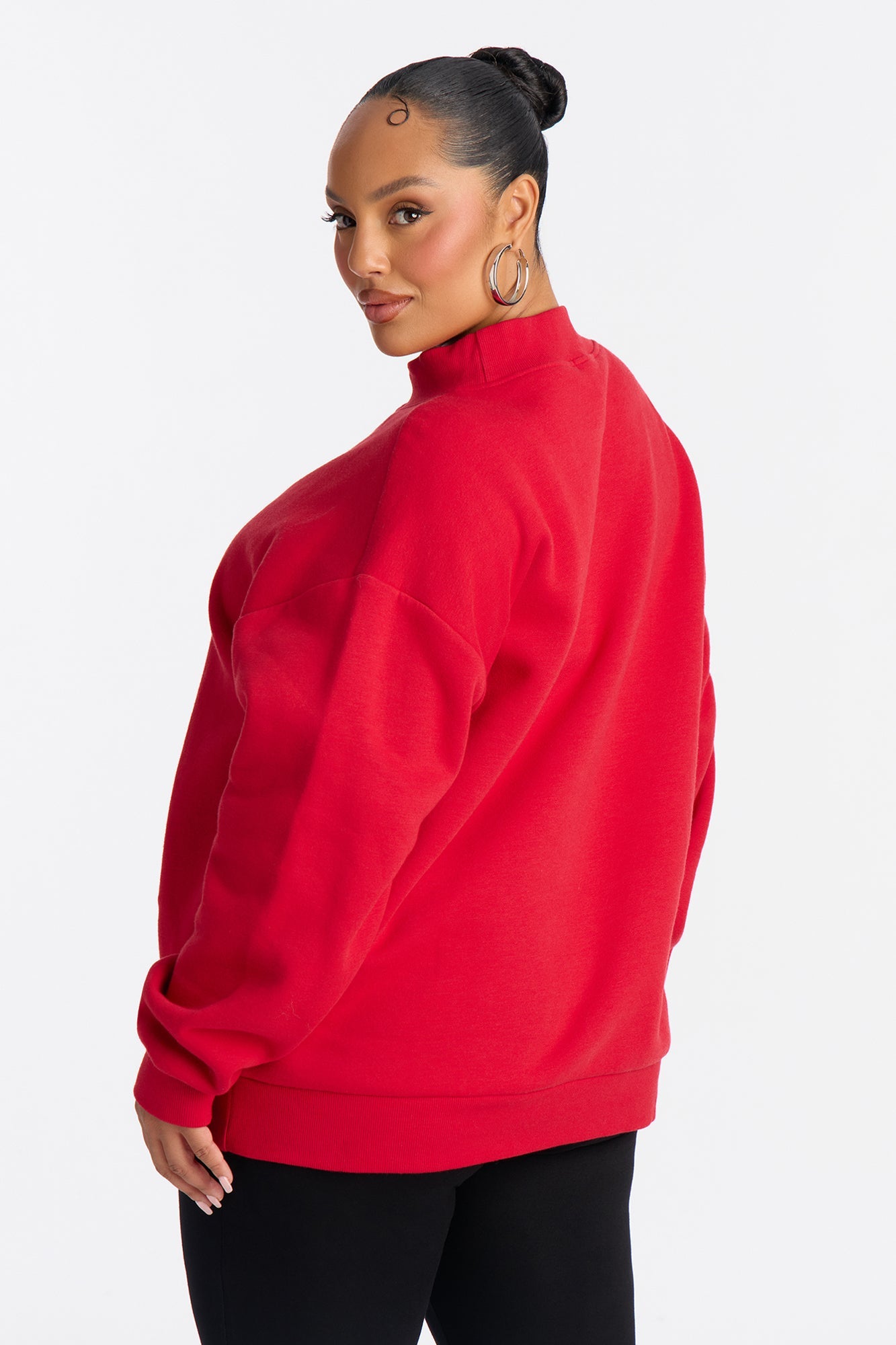 The Classic Mock Neck Sweatshirt - Red
