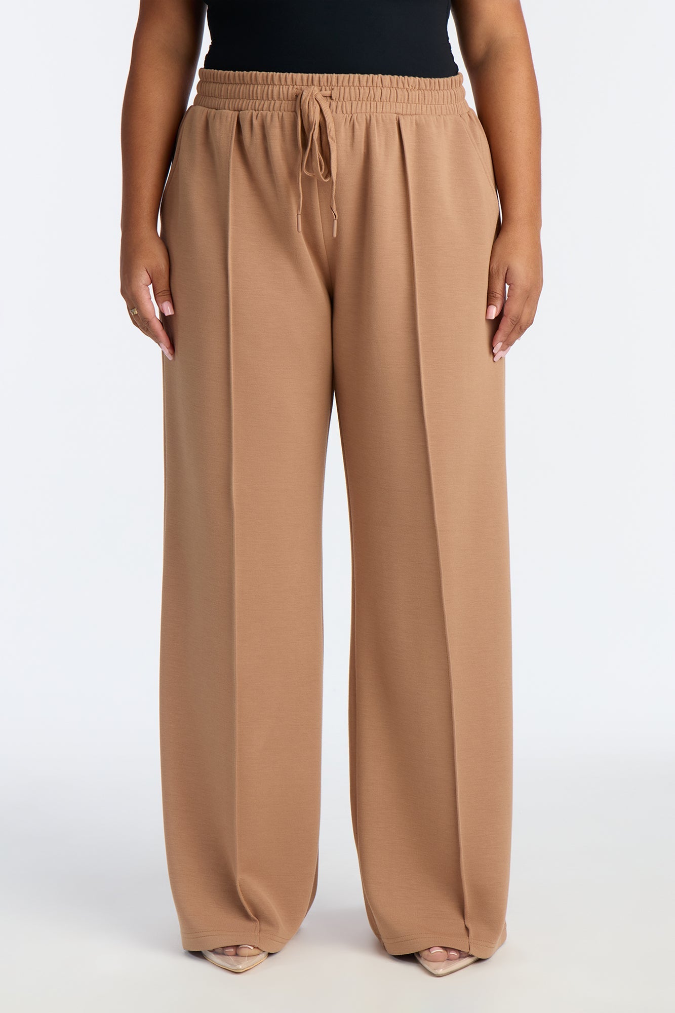 Soft Side Wide Leg Sweatpants - Mocha
