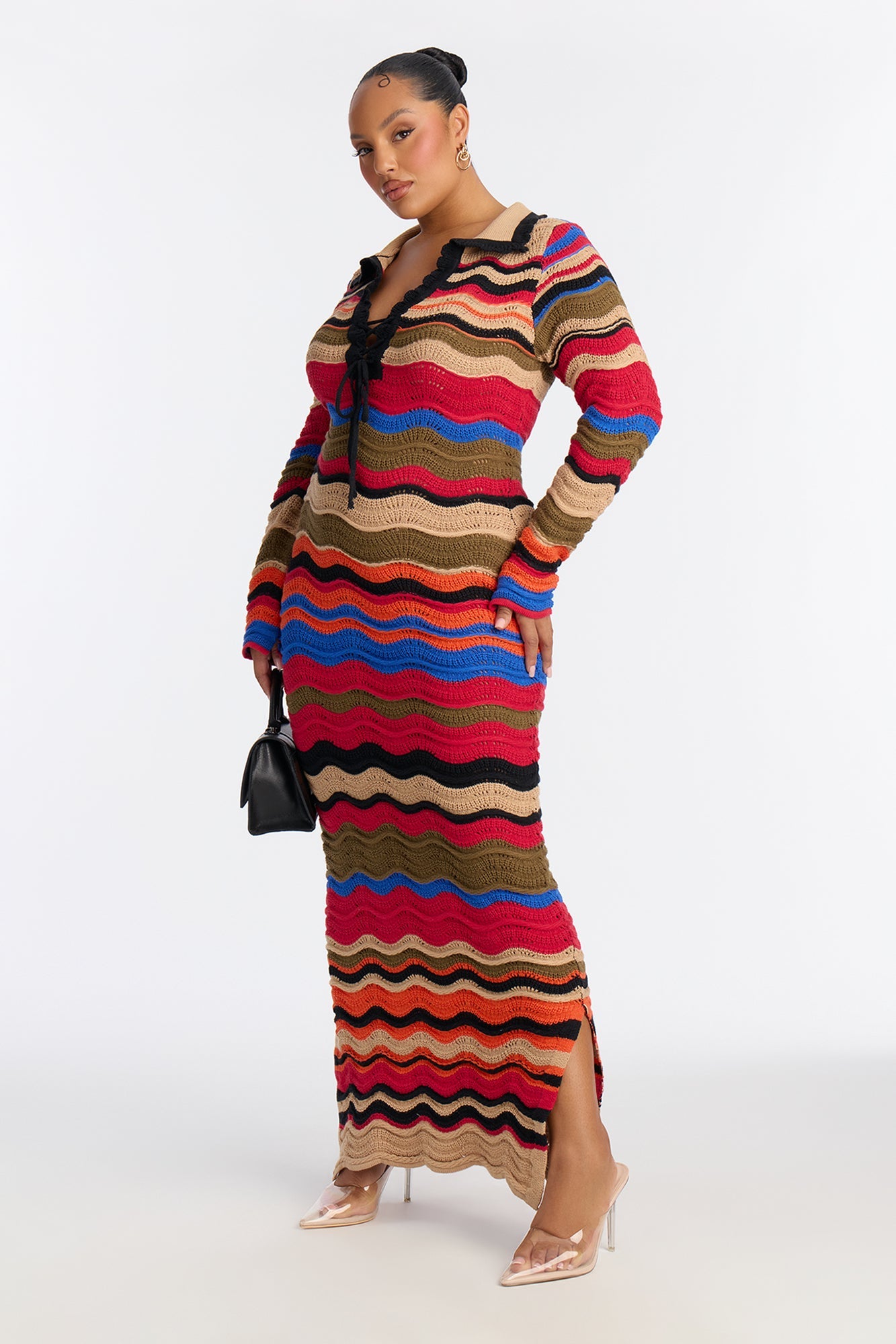 Yasmin Long Sleeve Sweater Maxi Dress - Multi Color