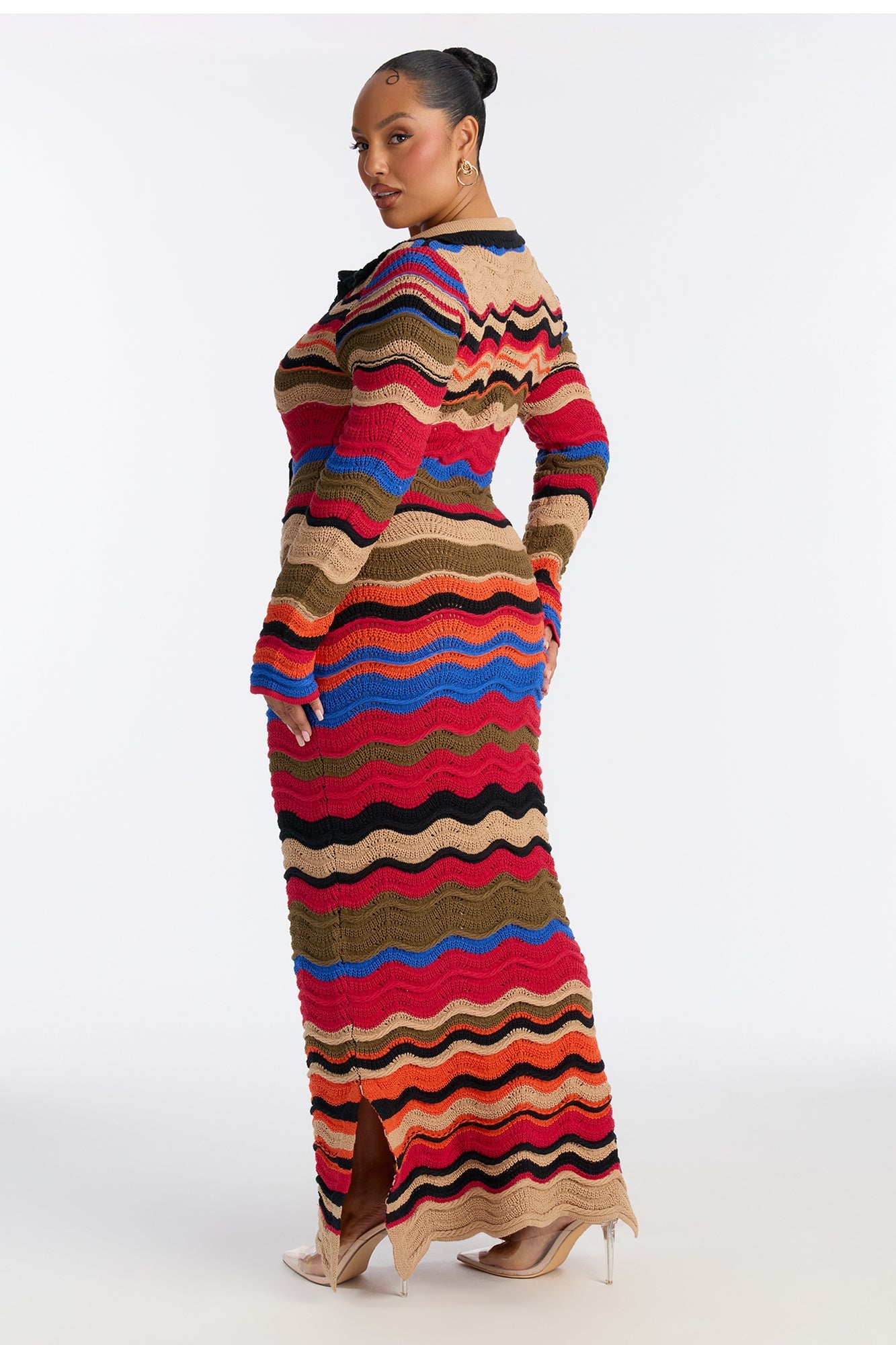 Yasmin Long Sleeve Sweater Maxi Dress - Multi Color