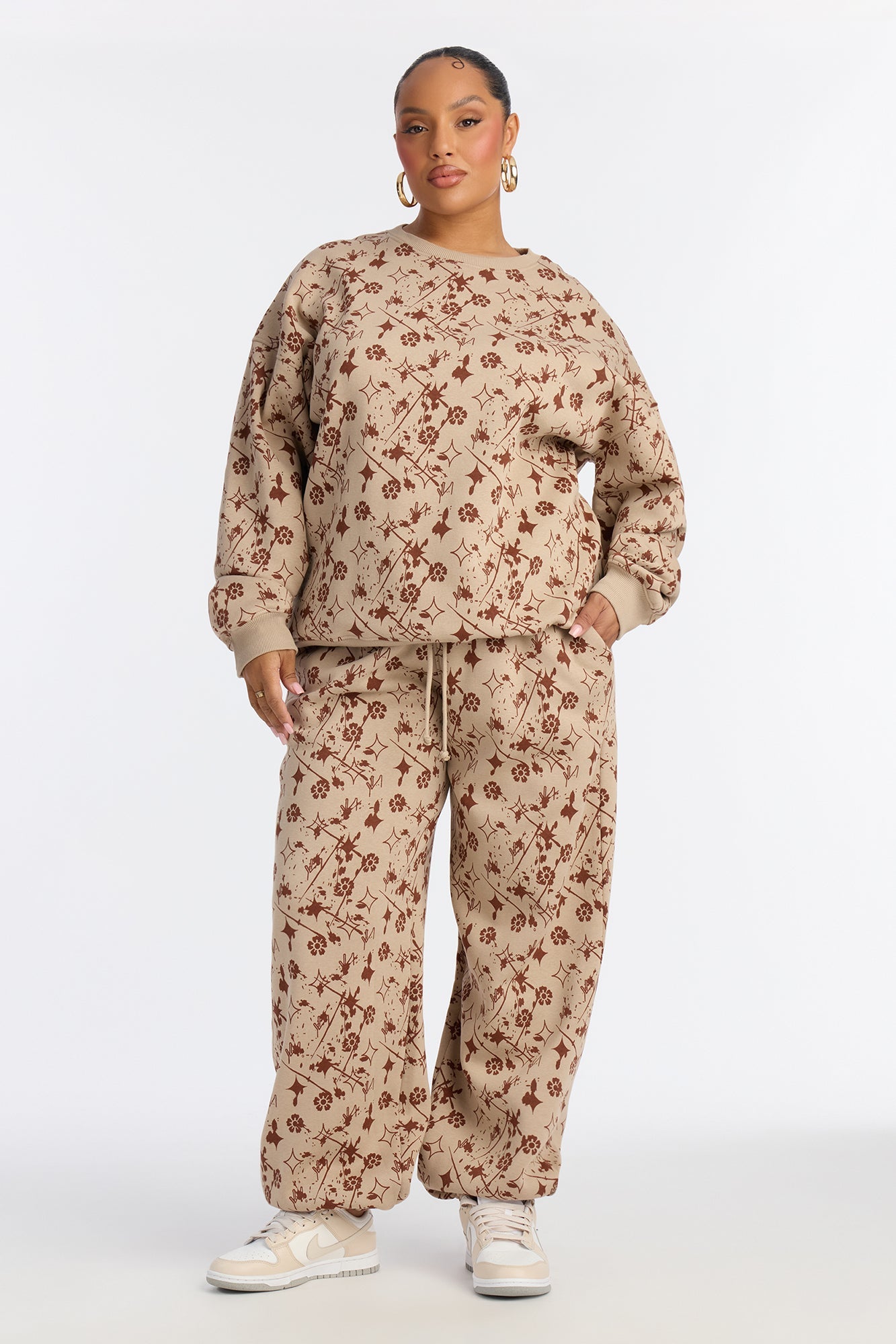Signature Moves Fleece Jogger Set - Stone