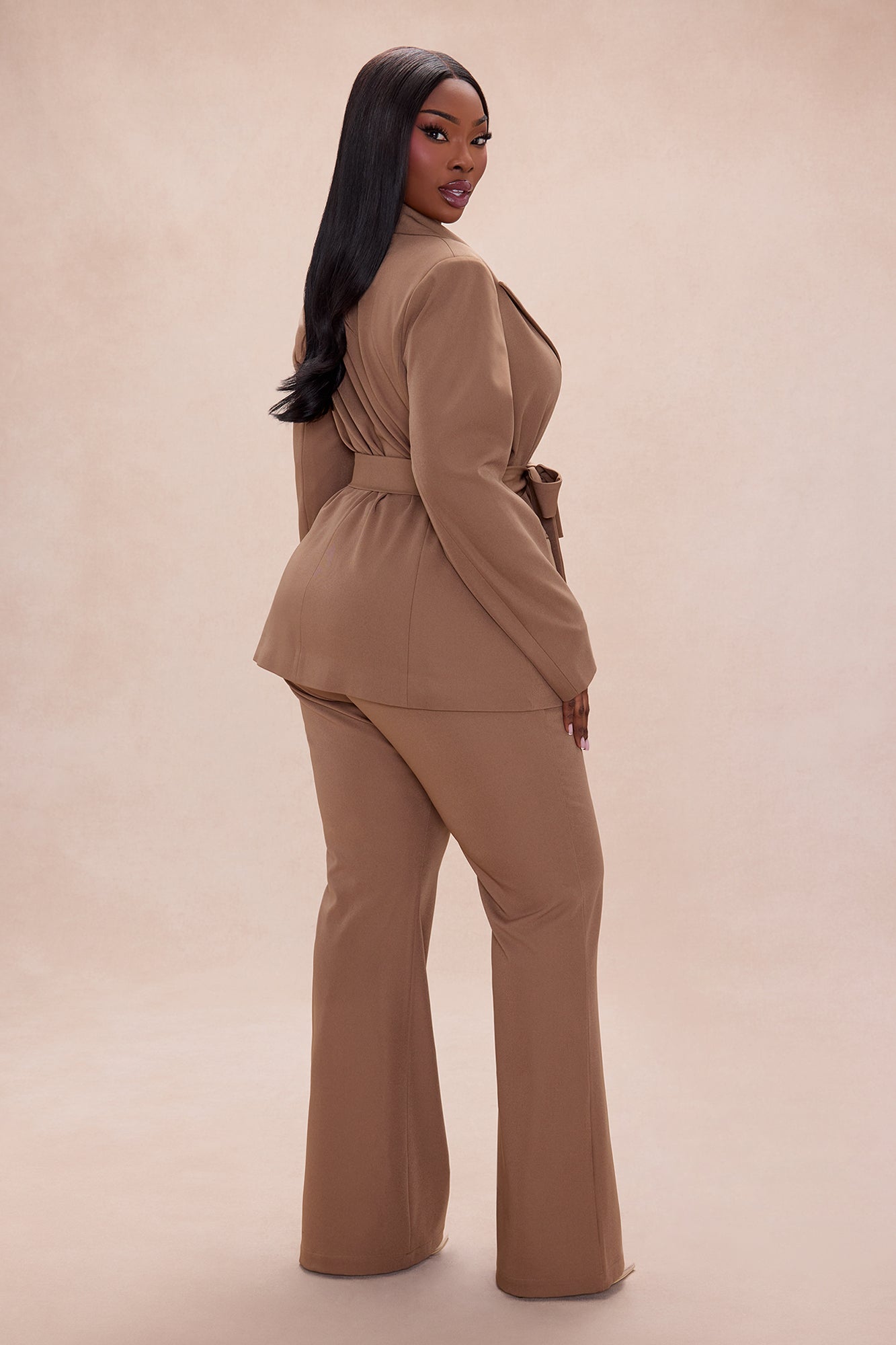 Raeline Tie Waist Blazer Pant Set - Coco