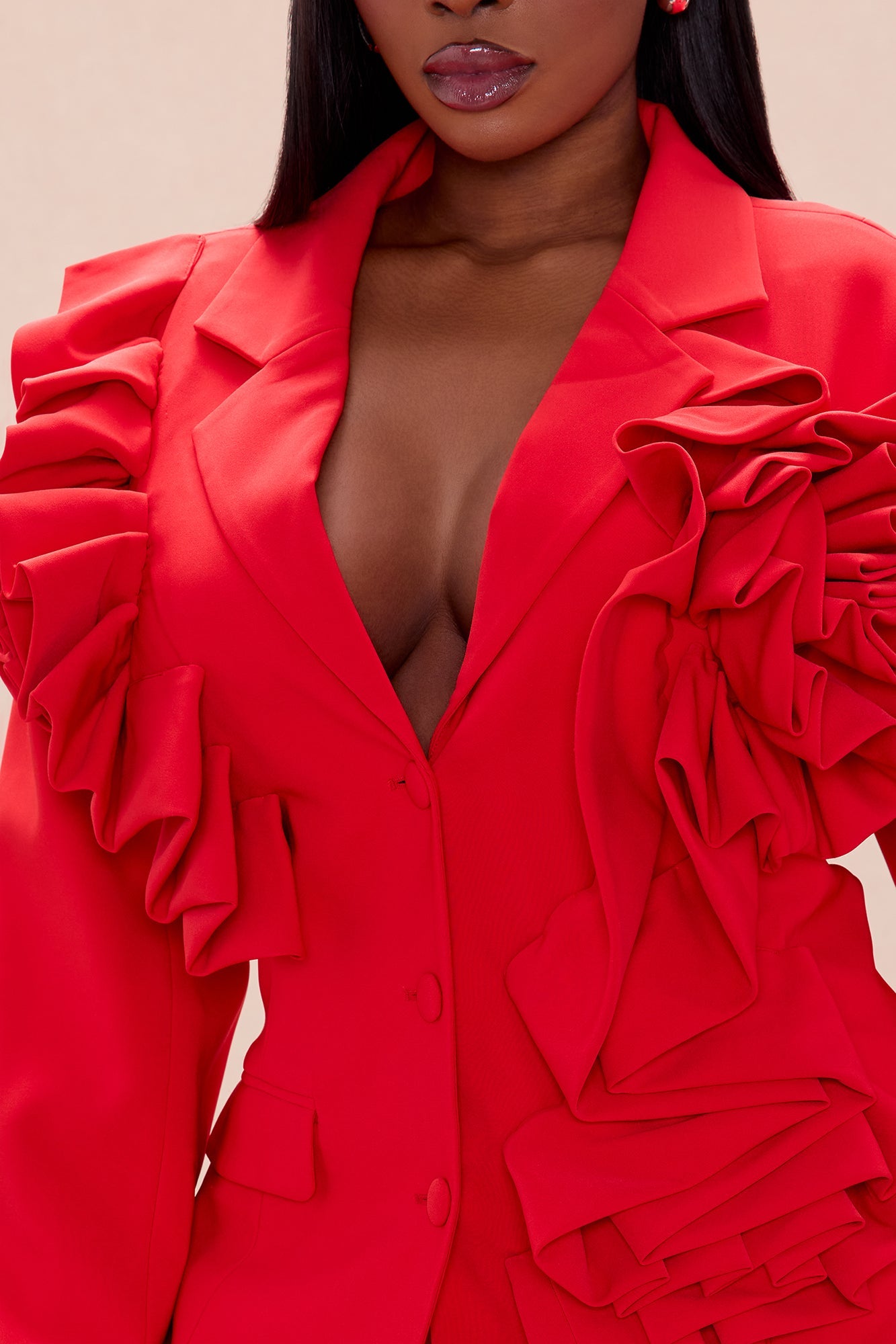 Wild Roses Blazer Pant Set - Red